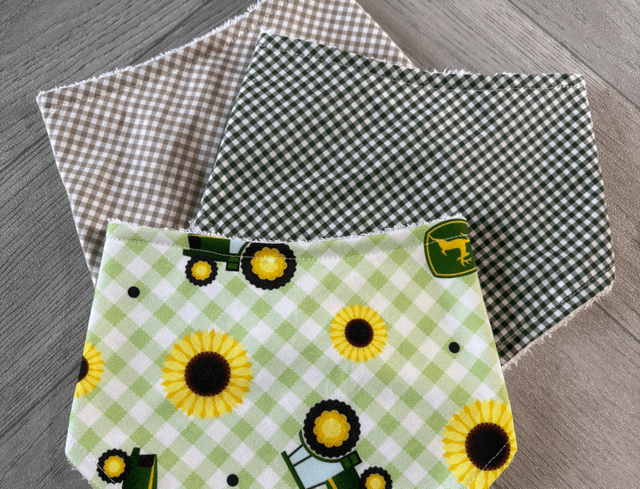 Three Pack John Deere & Gingham Bamboo Bibs 