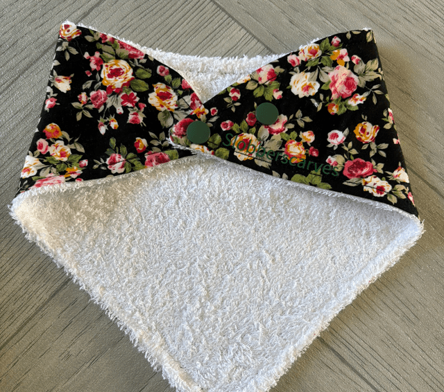 Black Floral Bamboo Dribble Bib