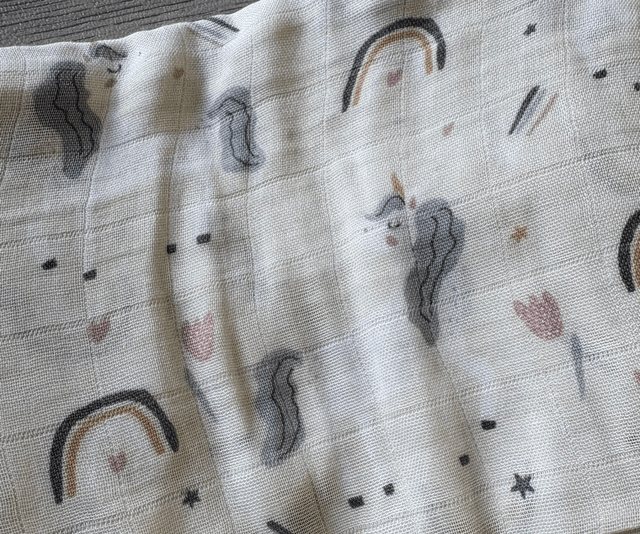 Unicorns & Rainbows Bamboo Muslin Swaddle Blanket 