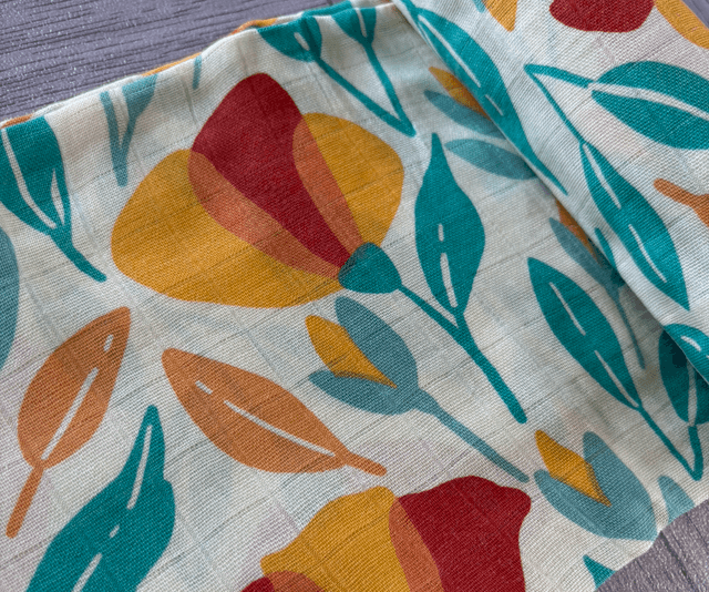 Bold Flowers Bamboo Muslin Swaddle Blanket