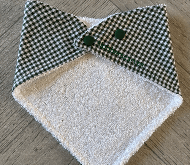 Bottle Green Gingham Bamboo Dribble Bib