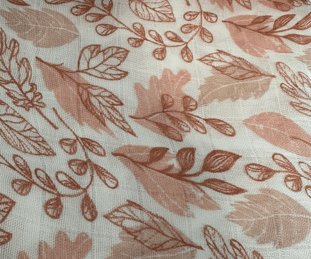 Pink Leaves & Flowers Bamboo Muslin Swaddle Blanket