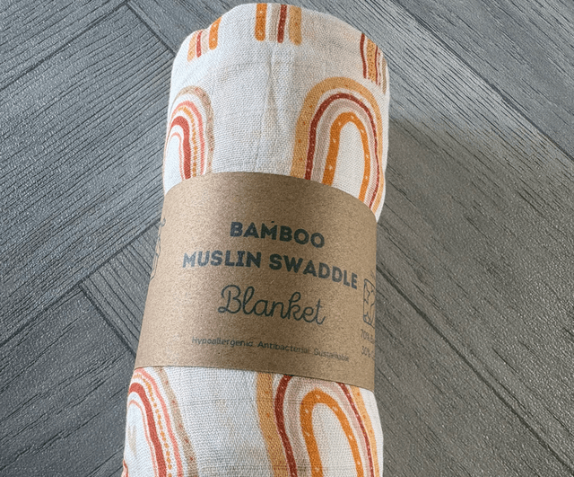 Orange Rainbows Bamboo Muslin Swaddle Blanket