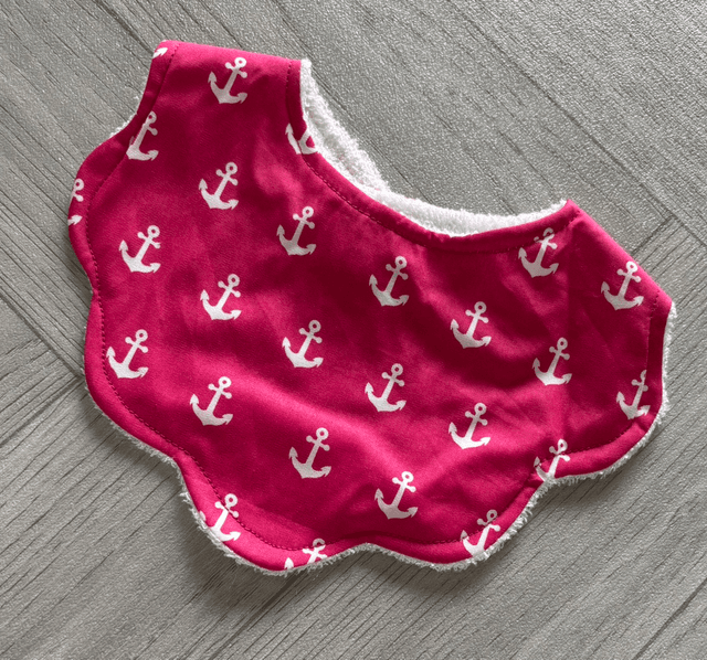Pink Anchors Collar Style Bamboo Bibs 