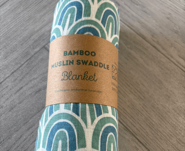 Blue &amp; Green Rainbows Bamboo Muslin Swaddle Blanket 