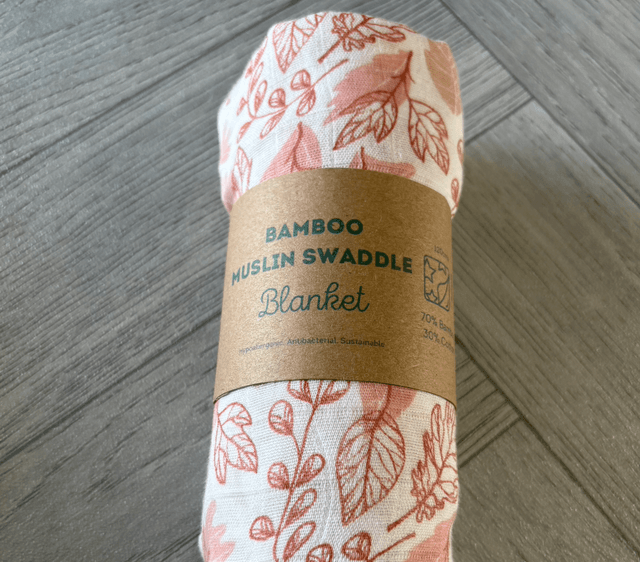 Pink Leaves &amp; Flowers Bamboo Muslin Swaddle Blanket