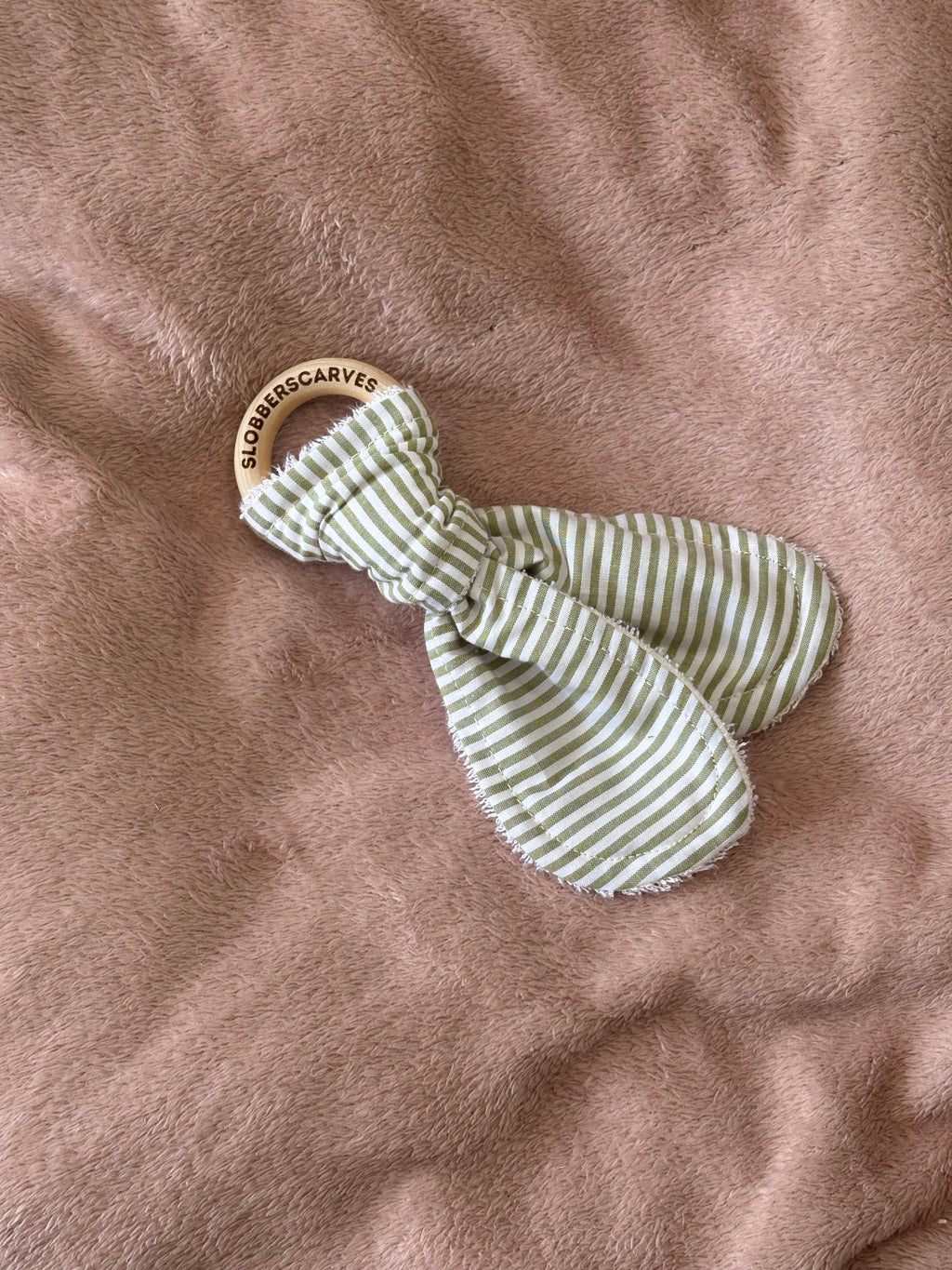 Moss Green Stripes Wooden Teething Ring