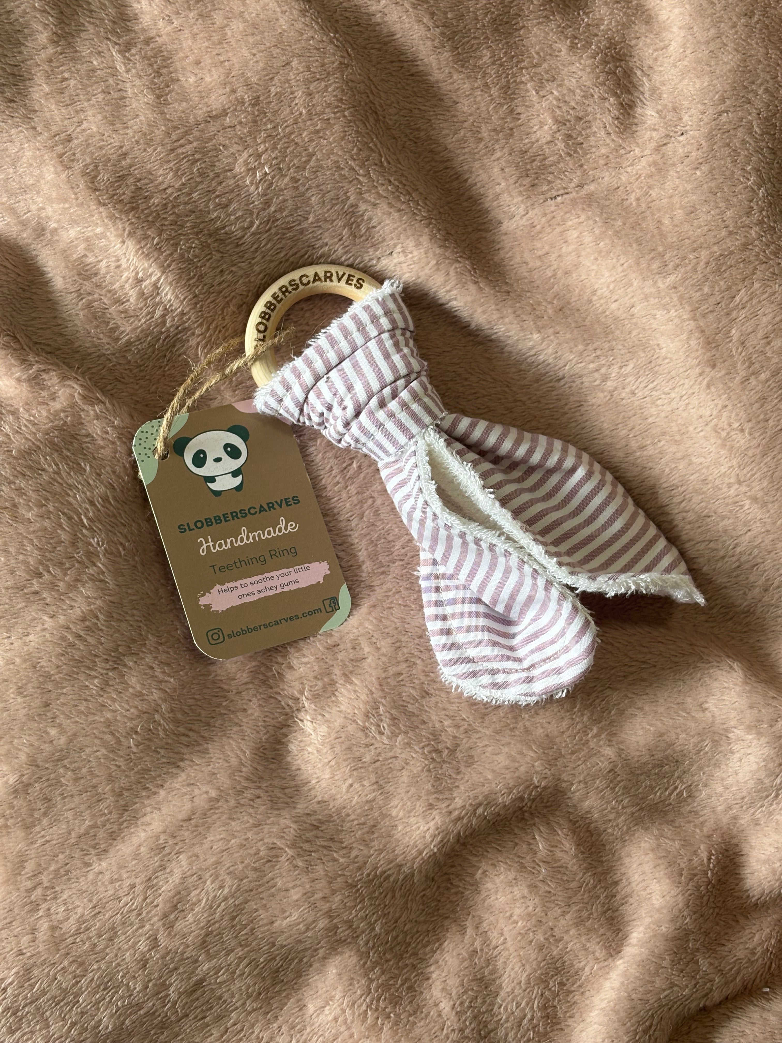 Mauve Stripes Wooden Teething Ring