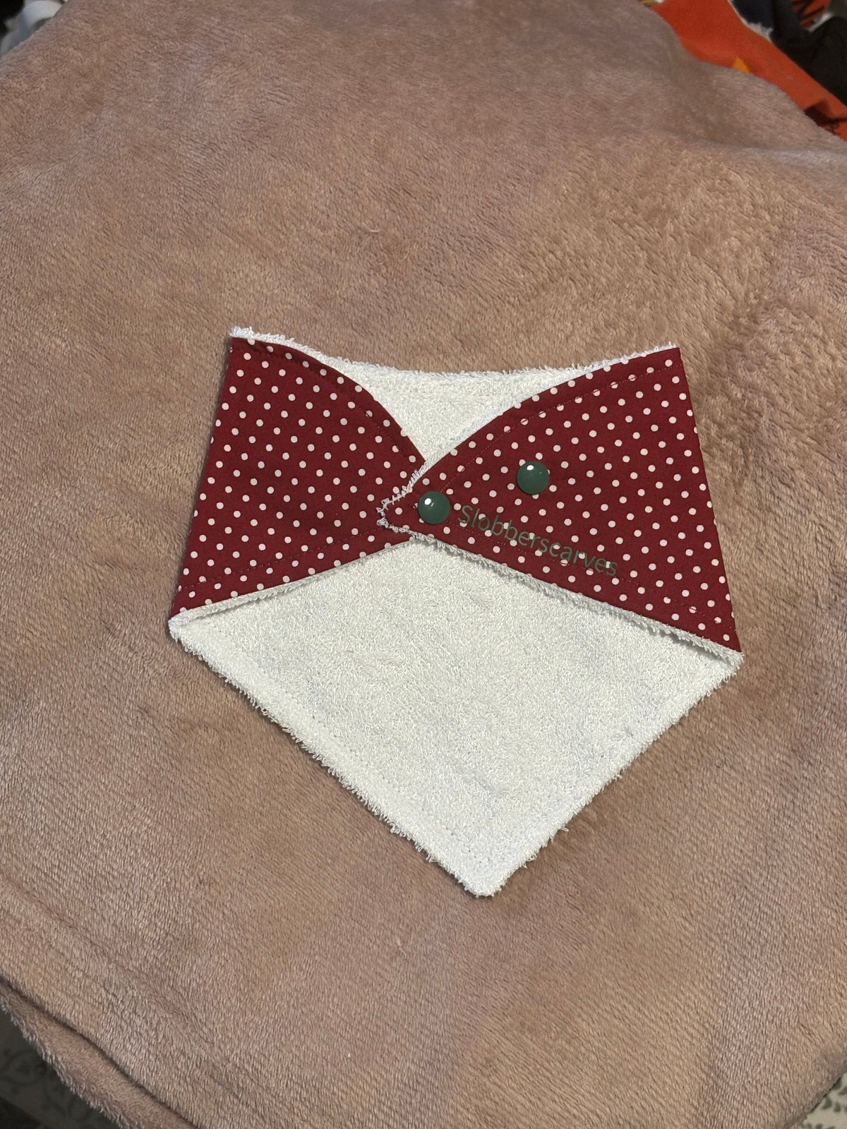 Burgundy Polka Dot Bandana Style Bamboo Dribble Bib