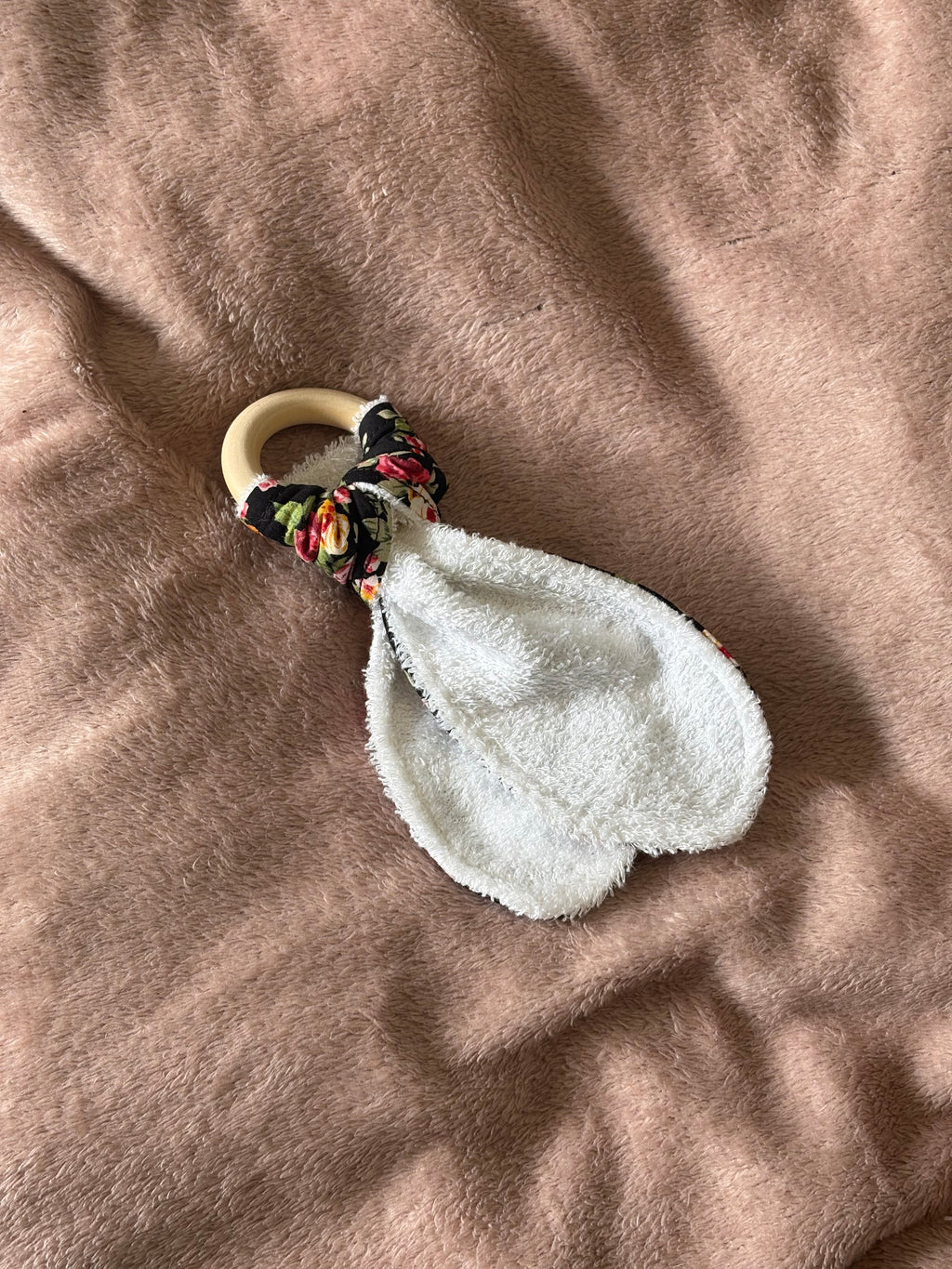 Black Floral Wooden Teething Ring
