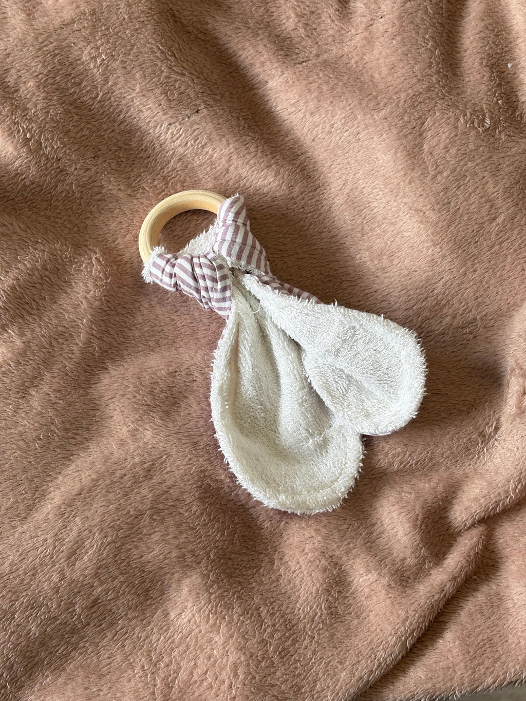 Mauve Stripes Wooden Teething Ring