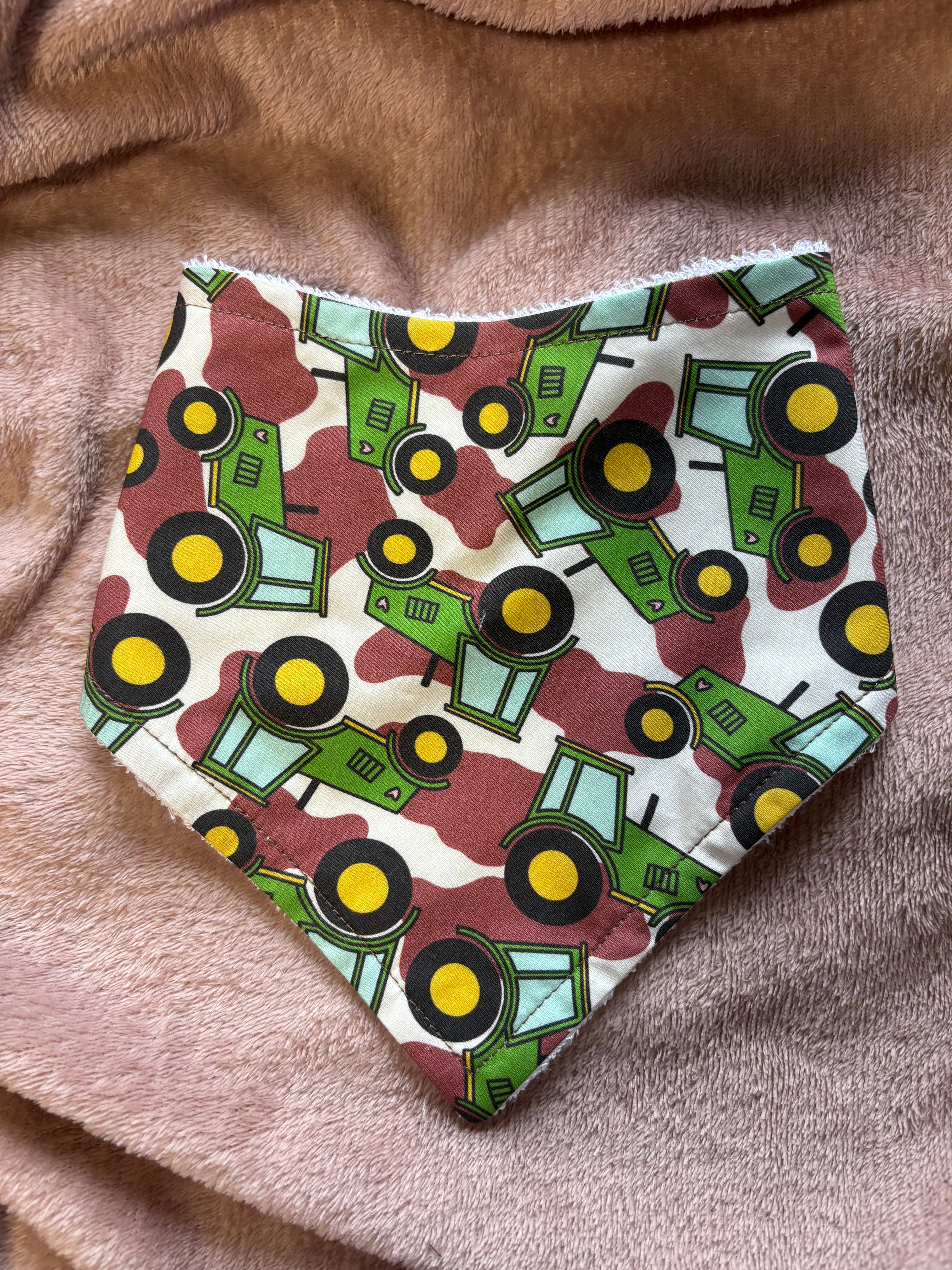 Green Tractor Bandana Style Bamboo Dribble Bib