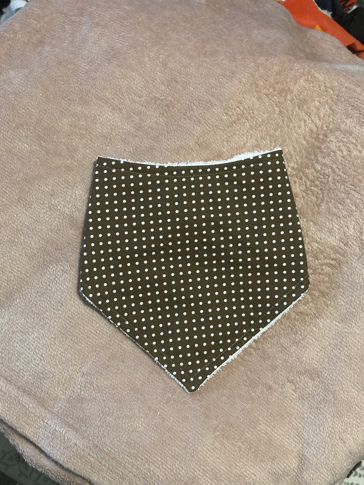 Brown Polka Dot Bandana Style Bamboo Dribble Bib