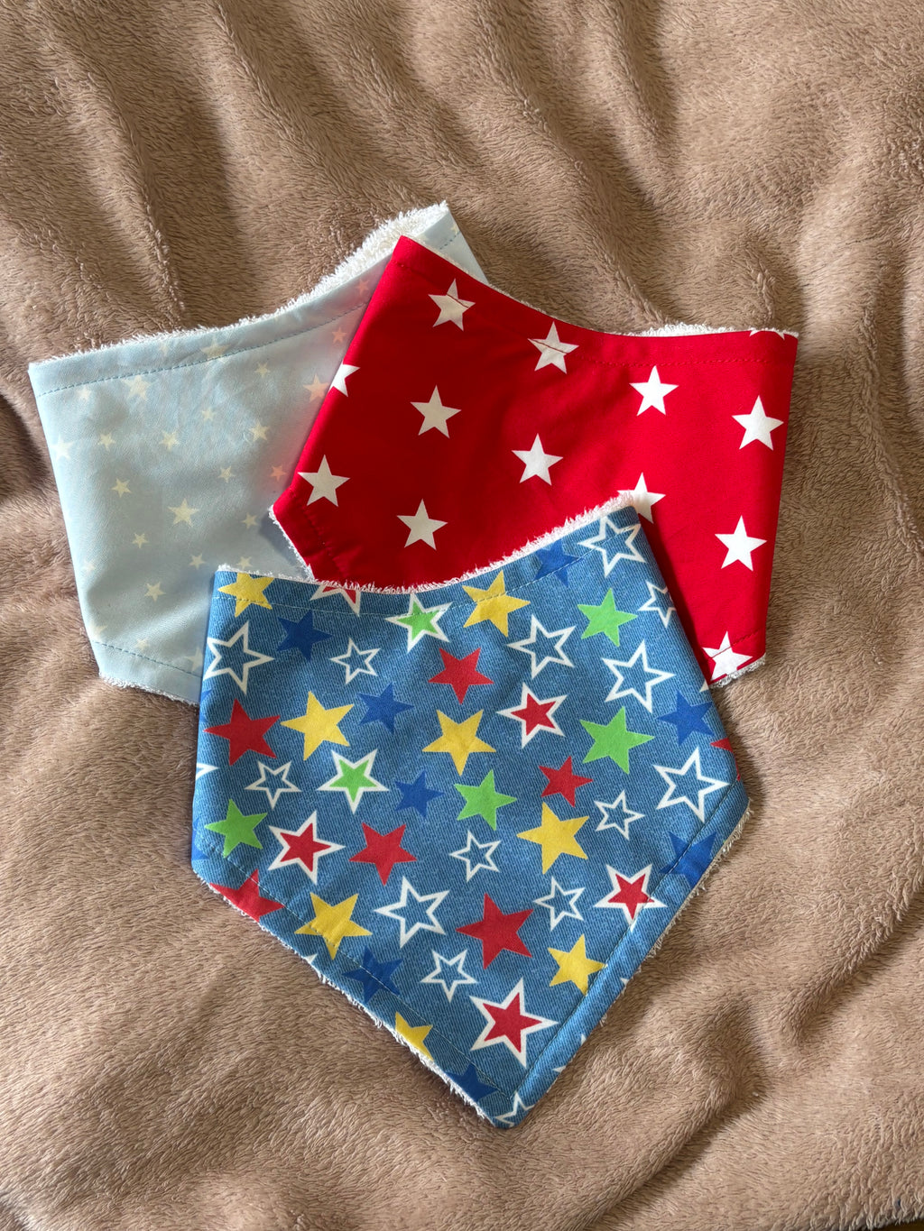 Mixed Size Stars Three Pack Bandana Style Dribble Bibs
