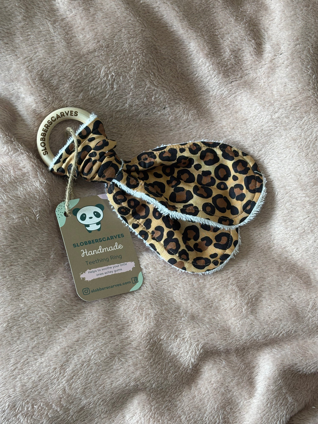 Leopard Print Wooden Teething Ring