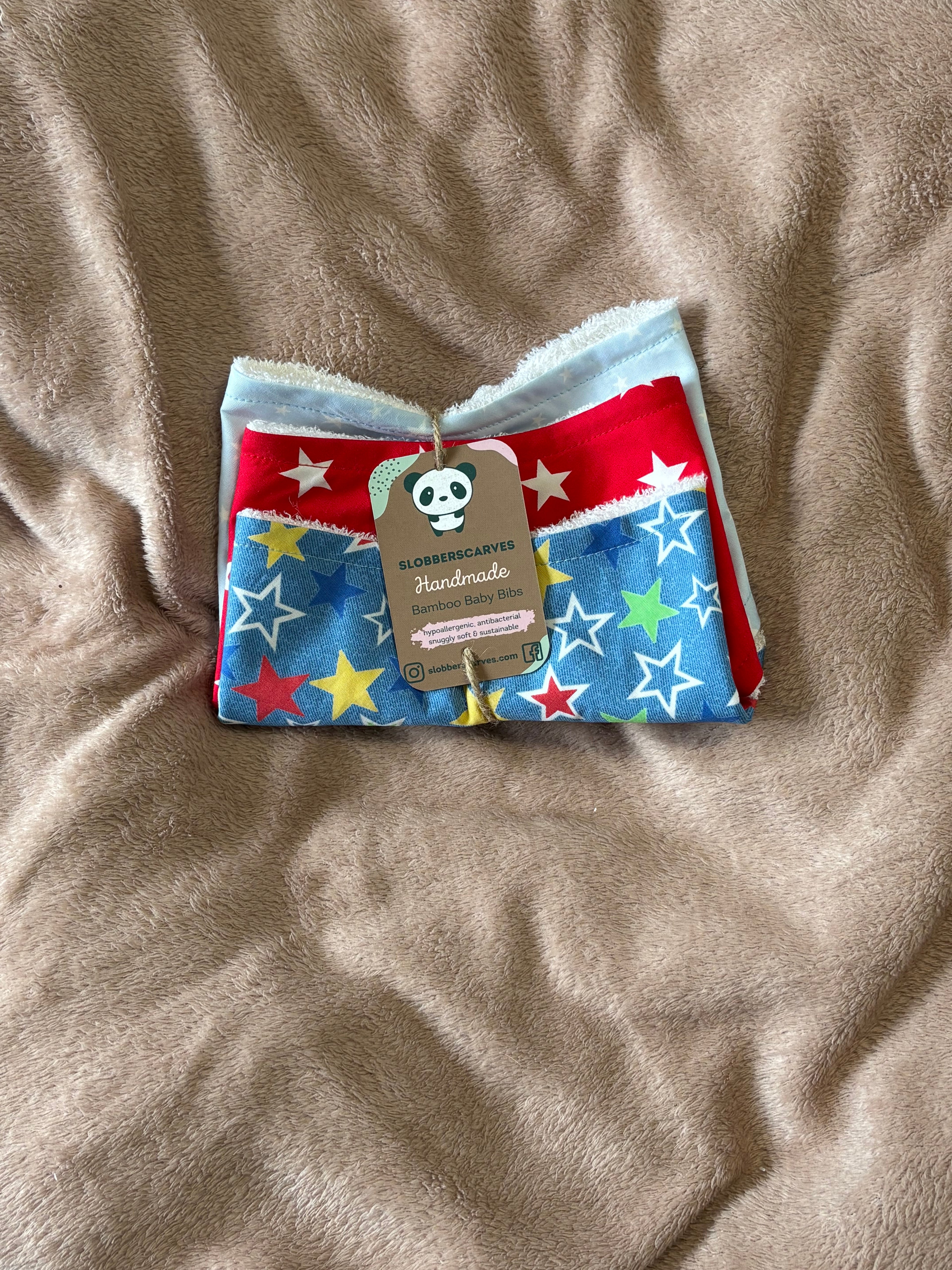 Mixed Size Stars Three Pack Bandana Style Dribble Bibs