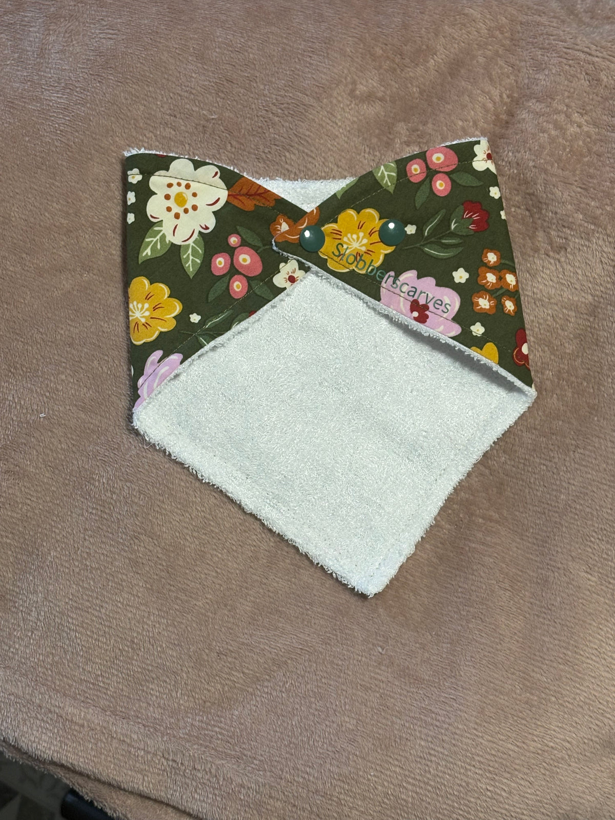 Green Floral Bandana Style Bamboo Dribble Bib