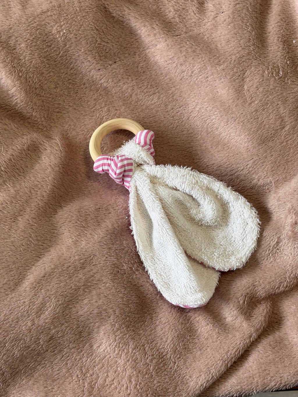 Pink Stripes Wooden Teething Ring
