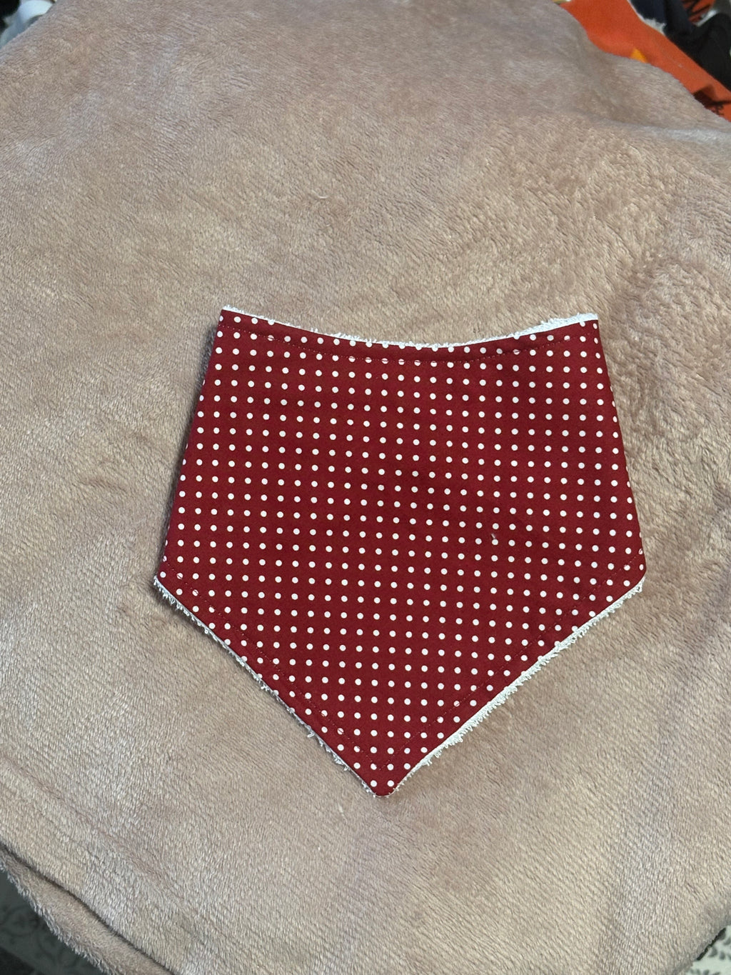 Burgundy Polka Dot Bandana Style Bamboo Dribble Bib