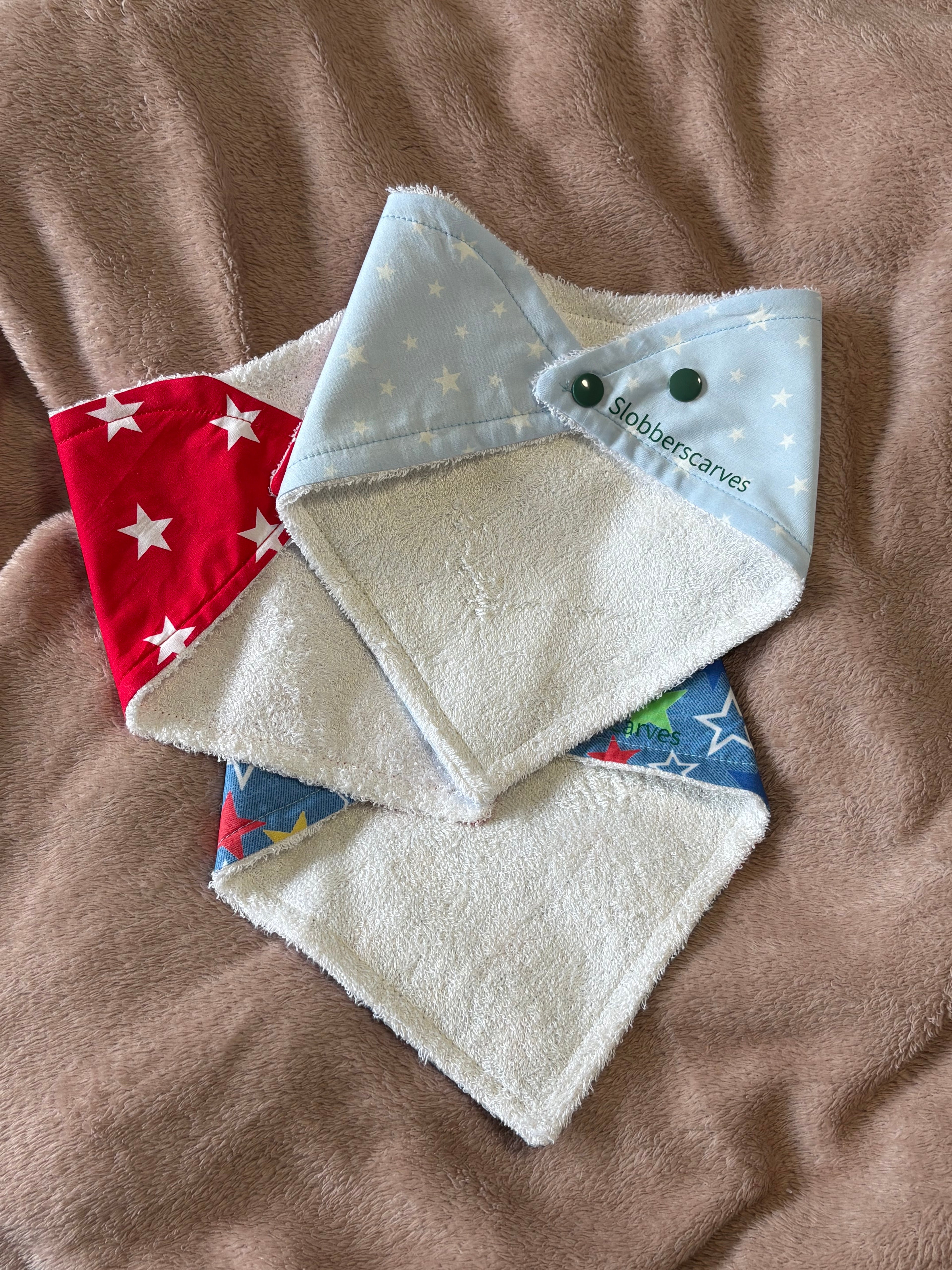 Mixed Size Stars Three Pack Bandana Style Dribble Bibs
