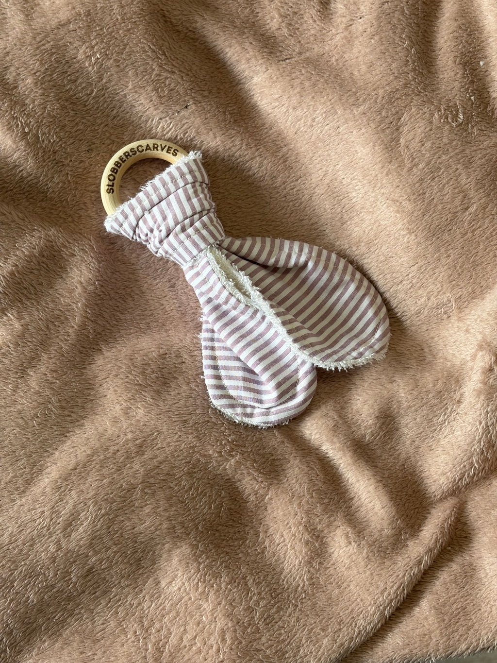 Mauve Stripes Wooden Teething Ring