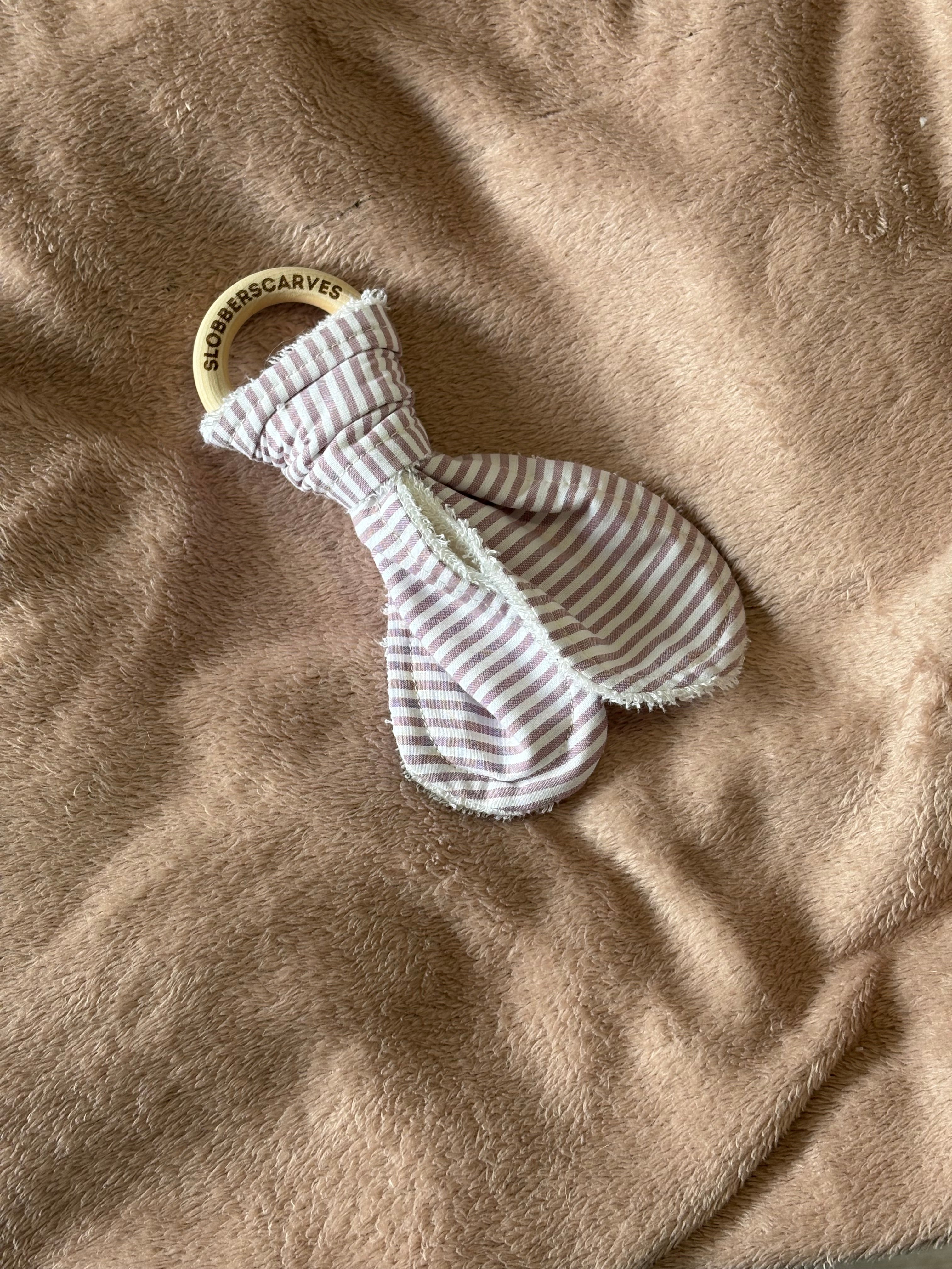 Mauve Stripes Wooden Teething Ring