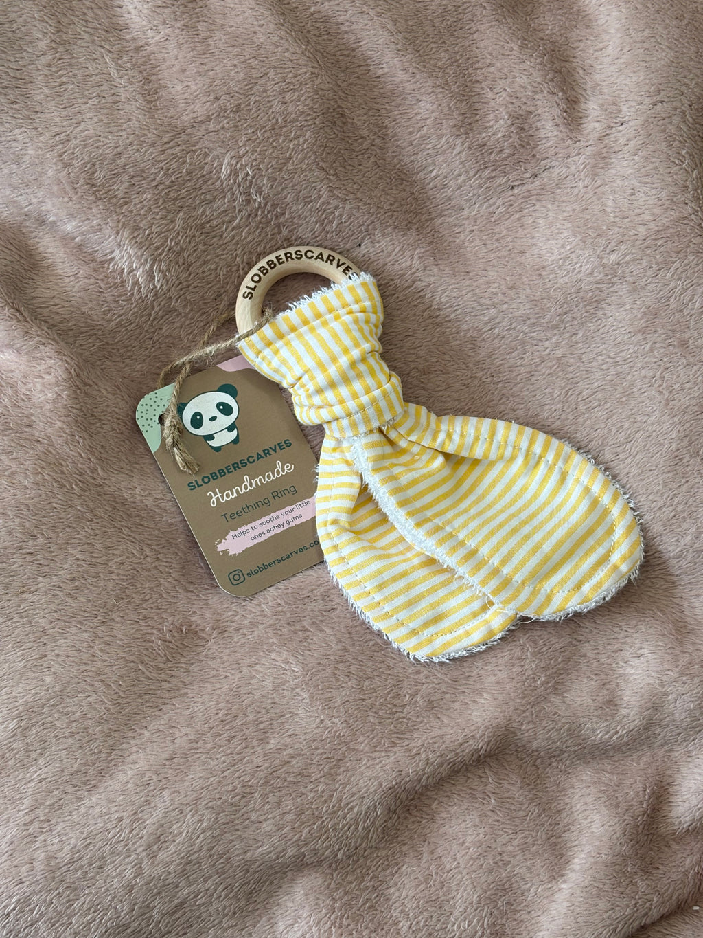 Yellow Stripes Wooden Teething Ring