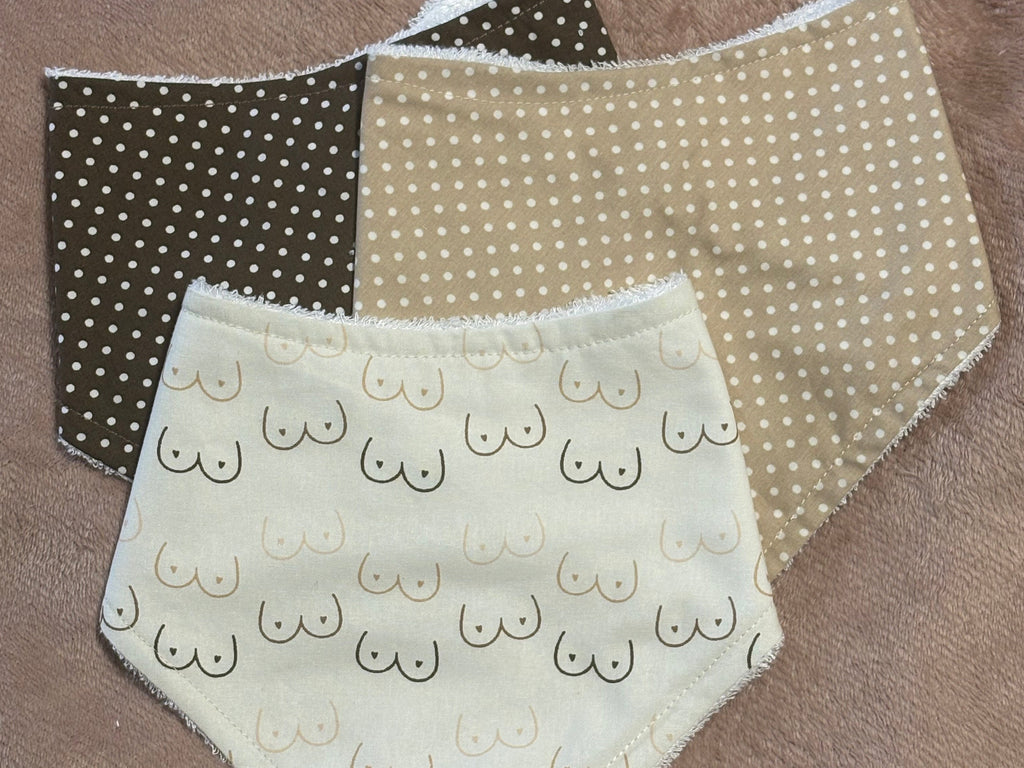 Boobies & Polka Dots Bandana Style Dribble Bibs
