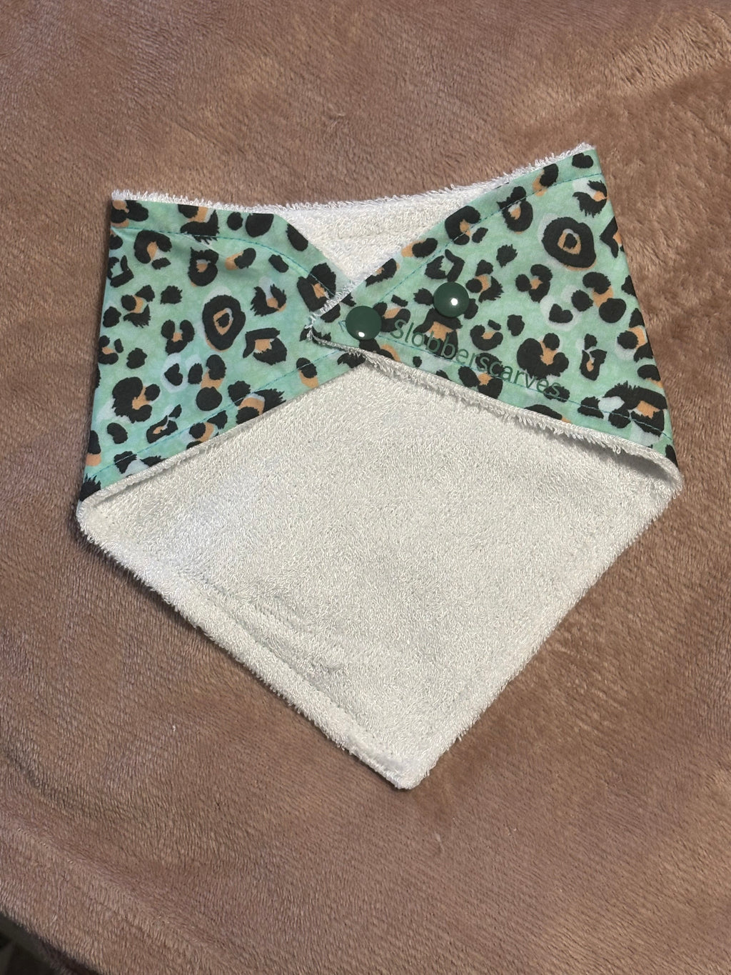 Blue Leopard Print Bandana Style Bamboo Dribble Bib