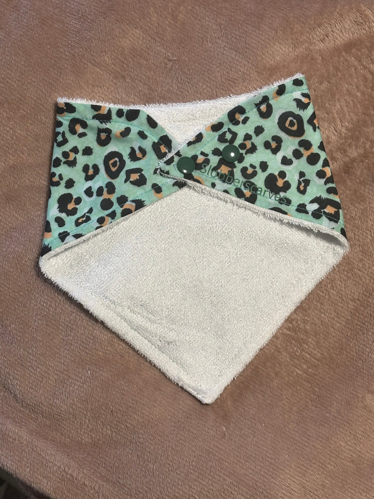 Blue Leopard Print Bandana Style Bamboo Dribble Bib