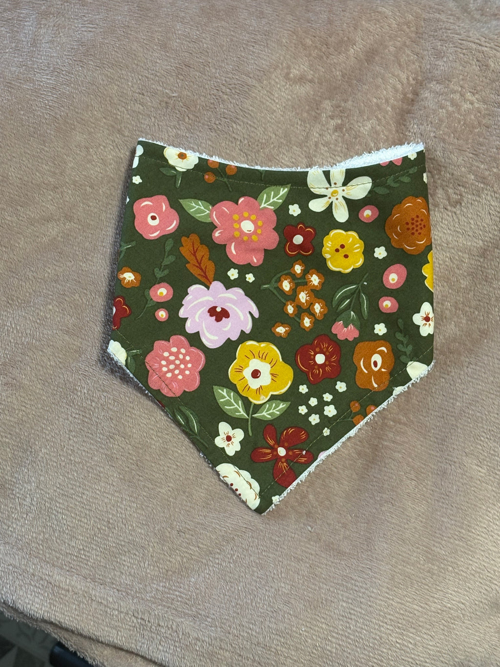 Green Floral Bandana Style Bamboo Dribble Bib