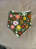 Green Floral Bandana Style Bamboo Dribble Bib