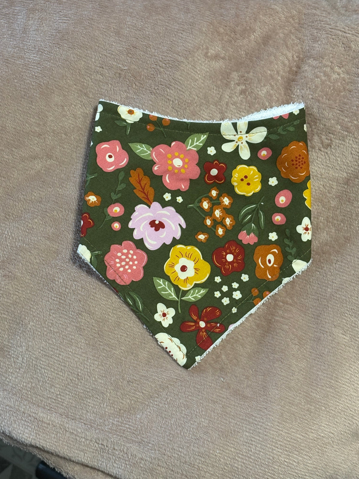 Green Floral Bandana Style Bamboo Dribble Bib
