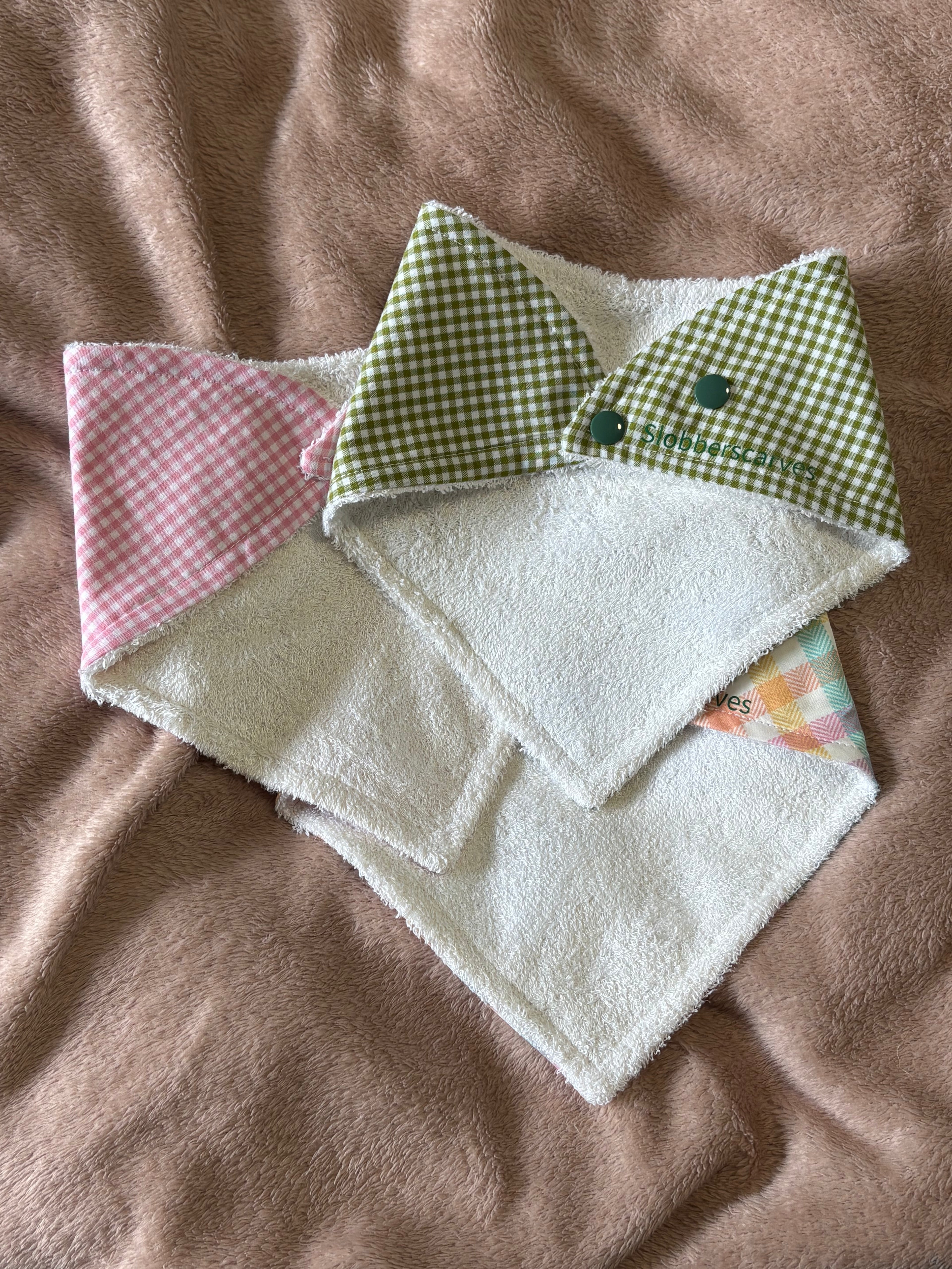 Pastel Gingham Three Pack Bandana Style Dribble Bibs