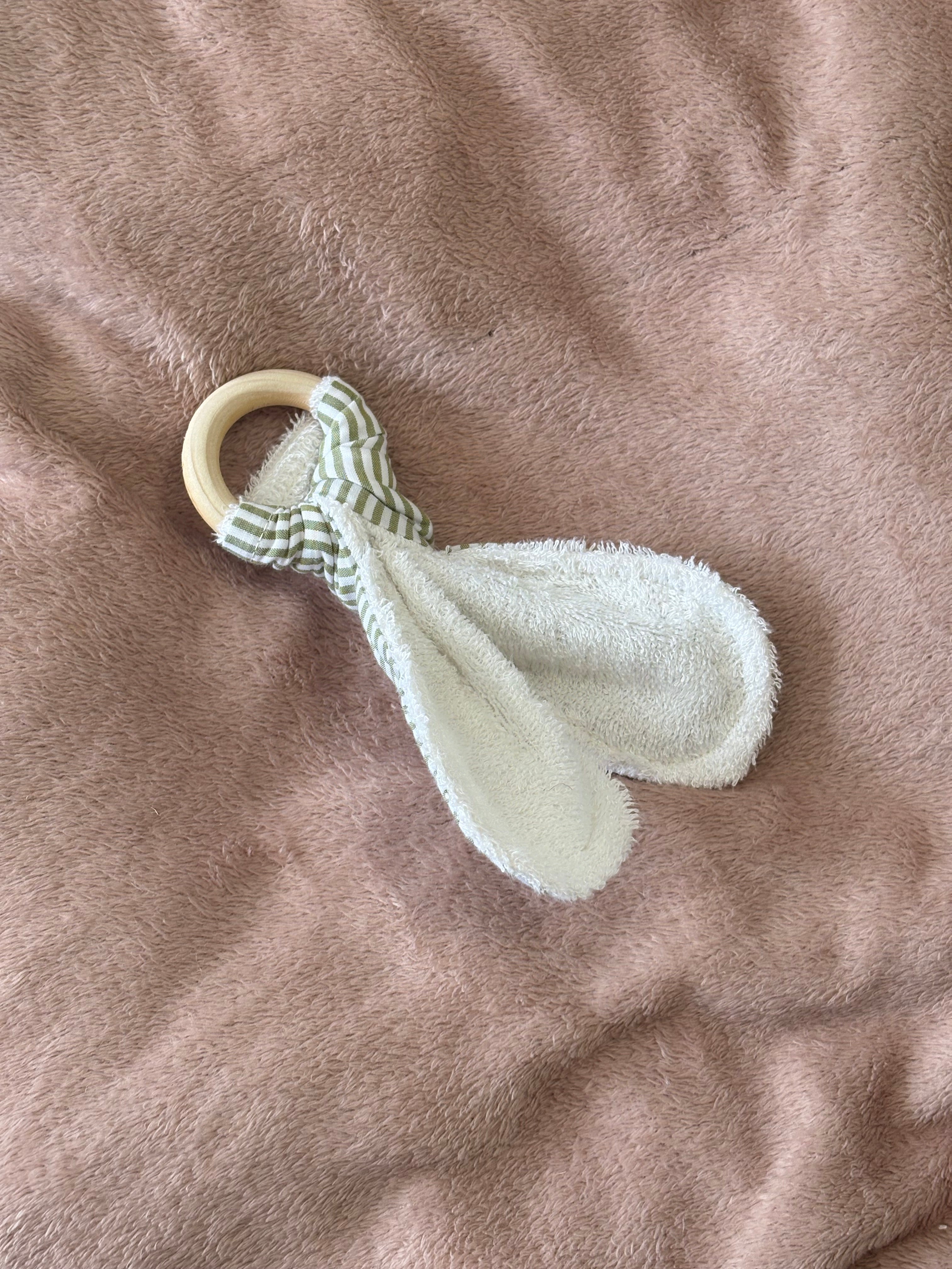 Moss Green Stripes Wooden Teething Ring