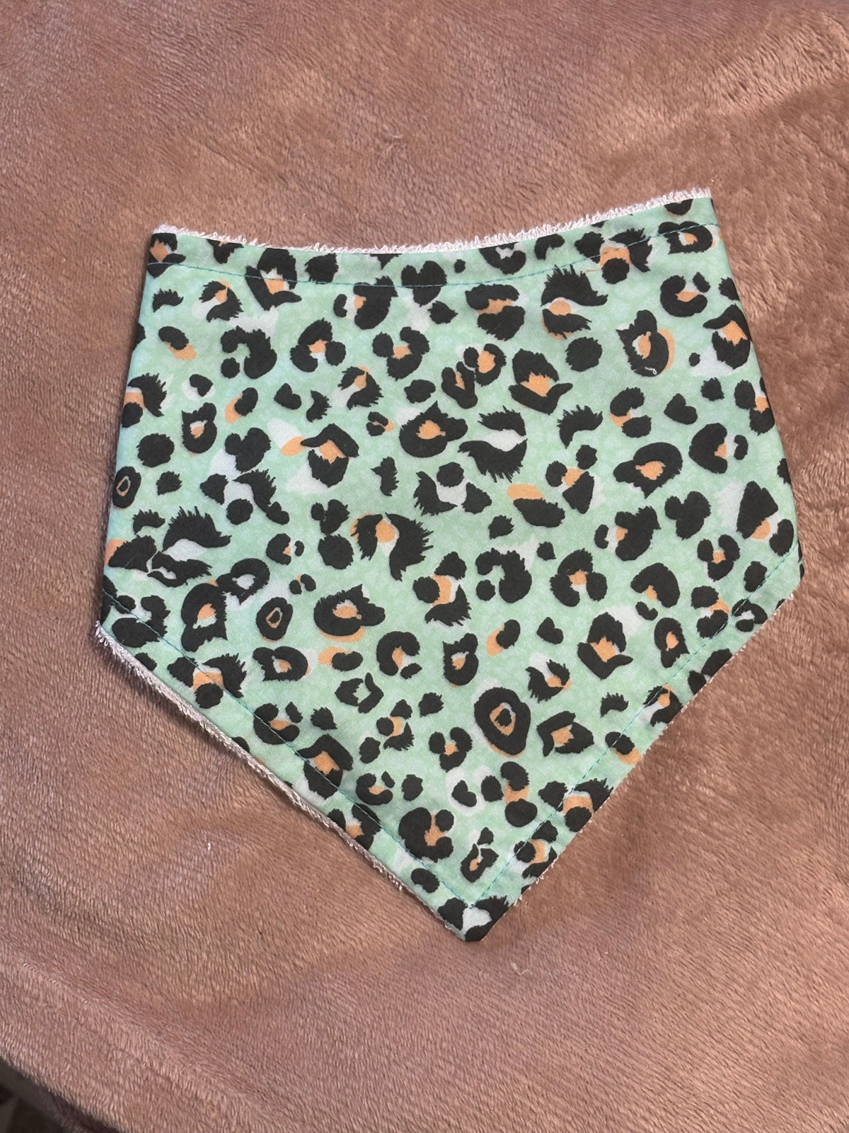 Blue Leopard Print Bandana Style Bamboo Dribble Bib