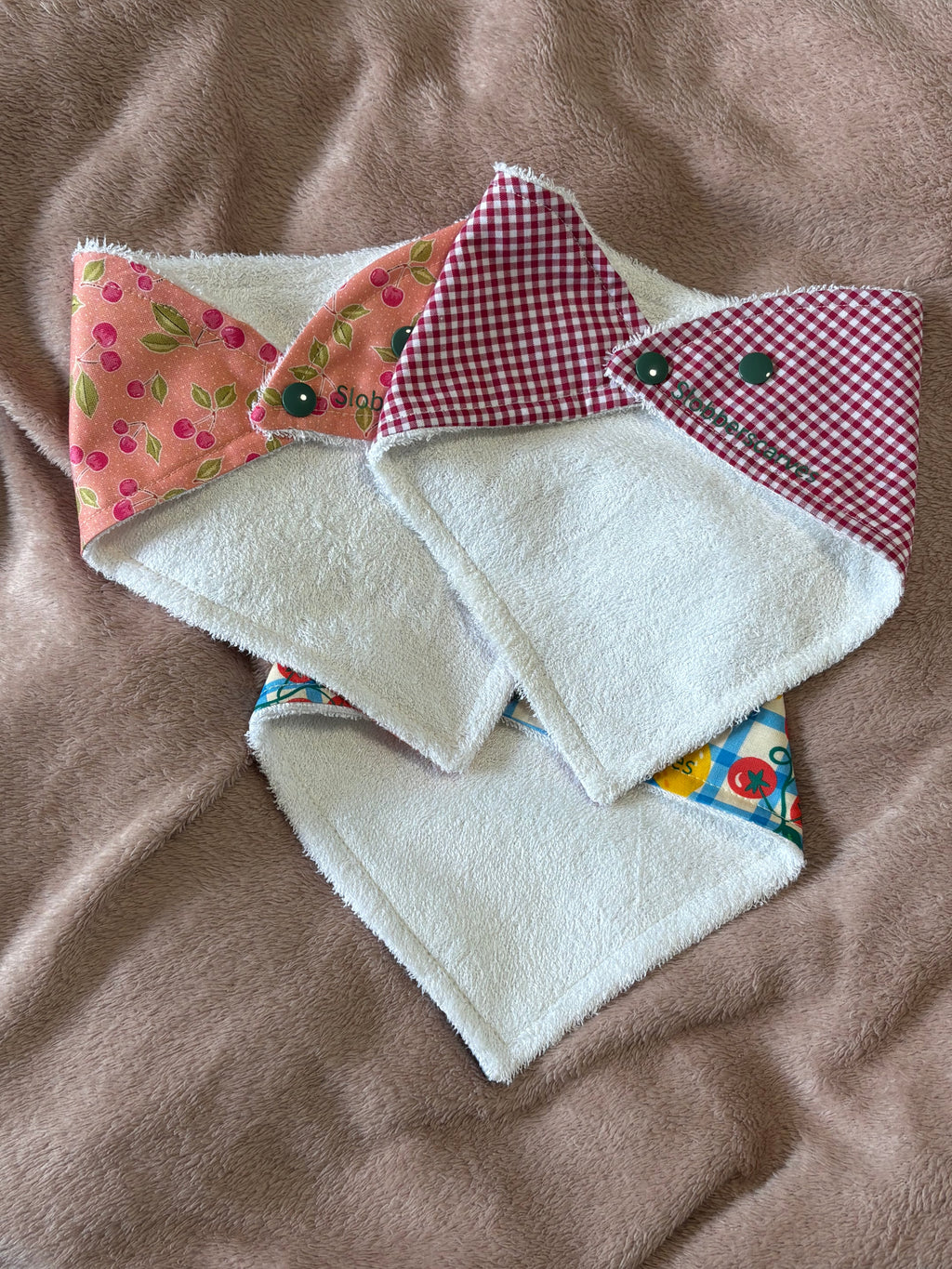 Lobsters & Cherries Three Pack Bandana Style Dribble Bibs