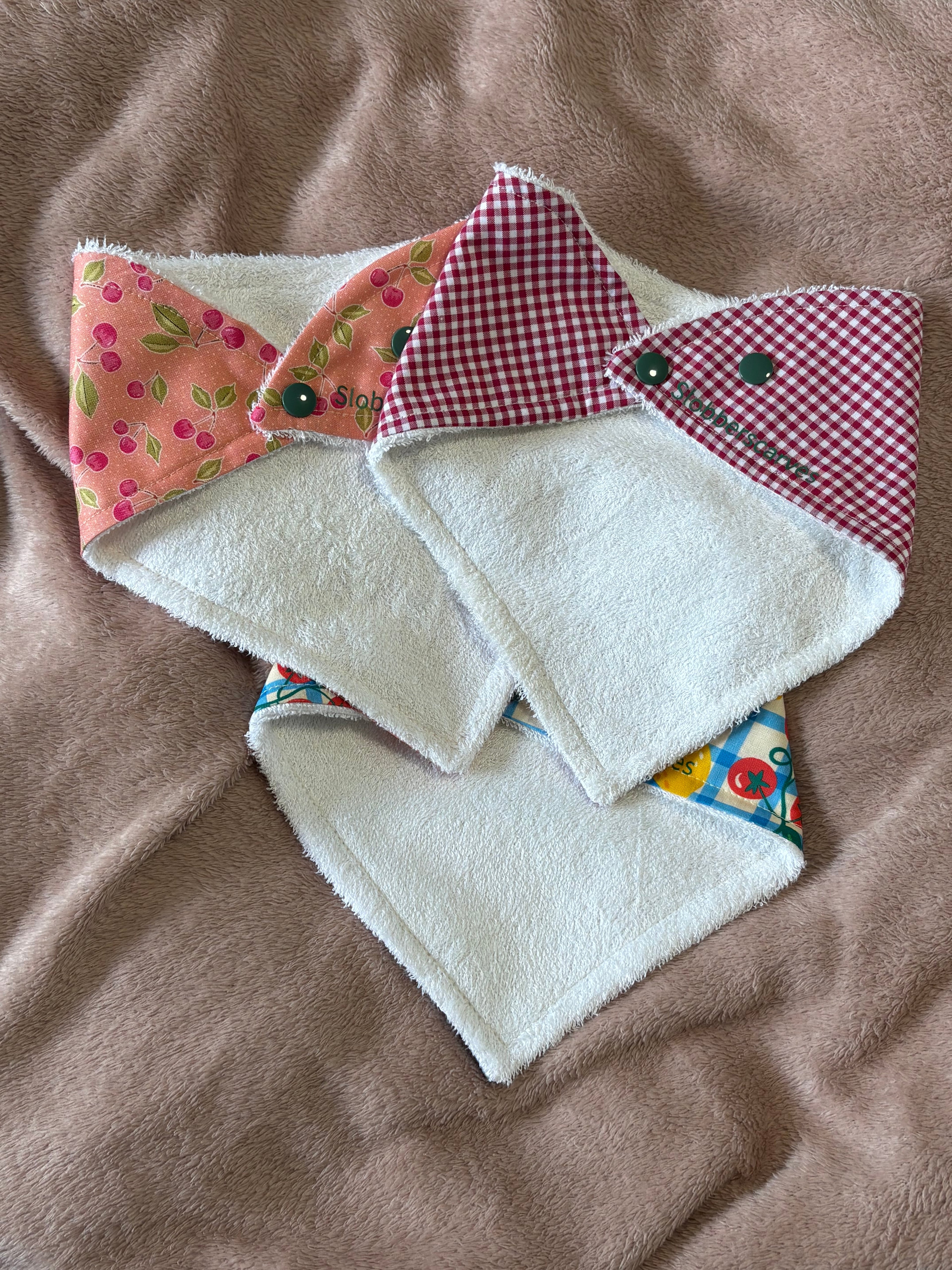 Lobsters & Cherries Three Pack Bandana Style Dribble Bibs
