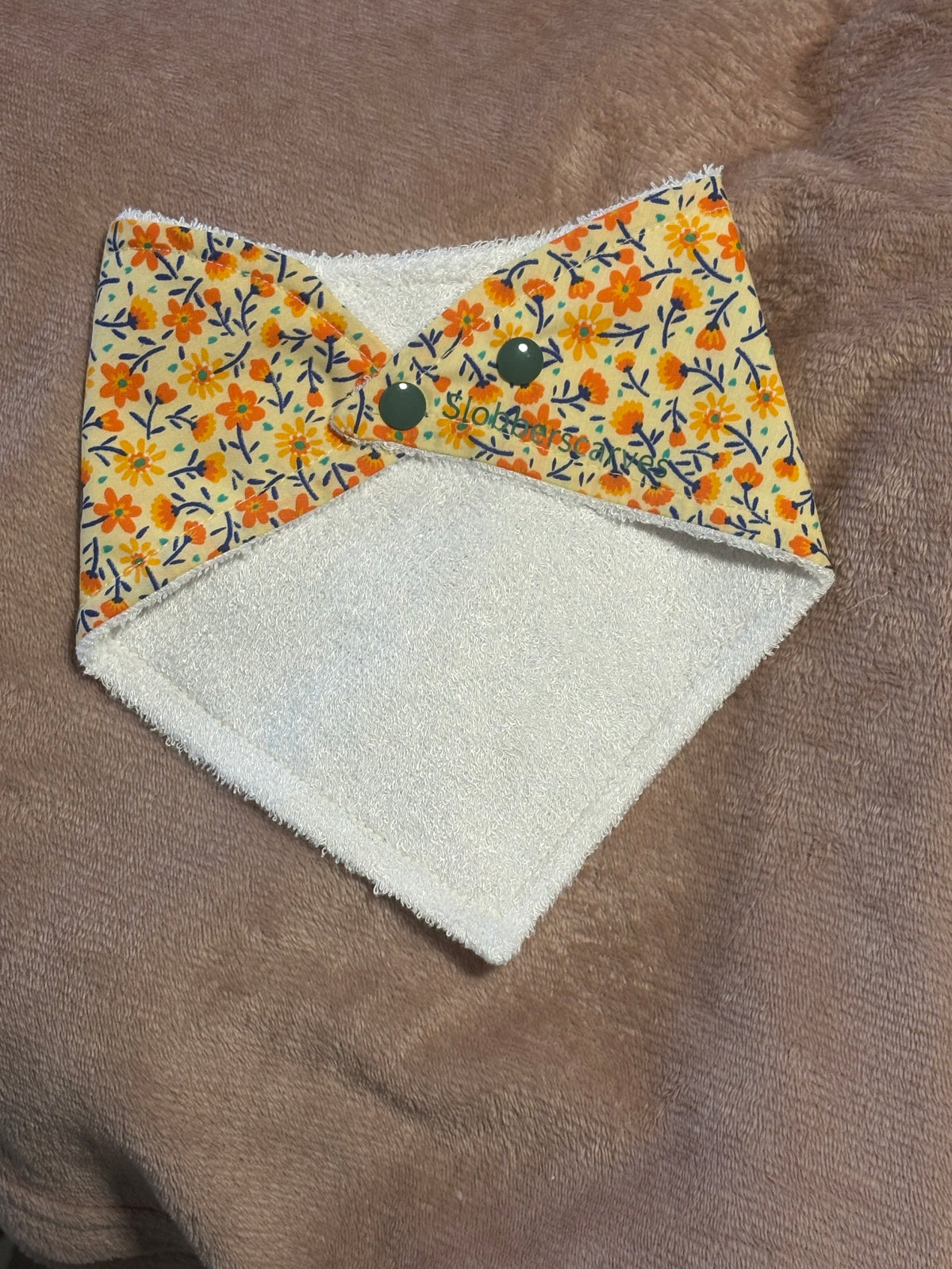 Orange Flowers Bandana Style Bamboo Dribble Bib