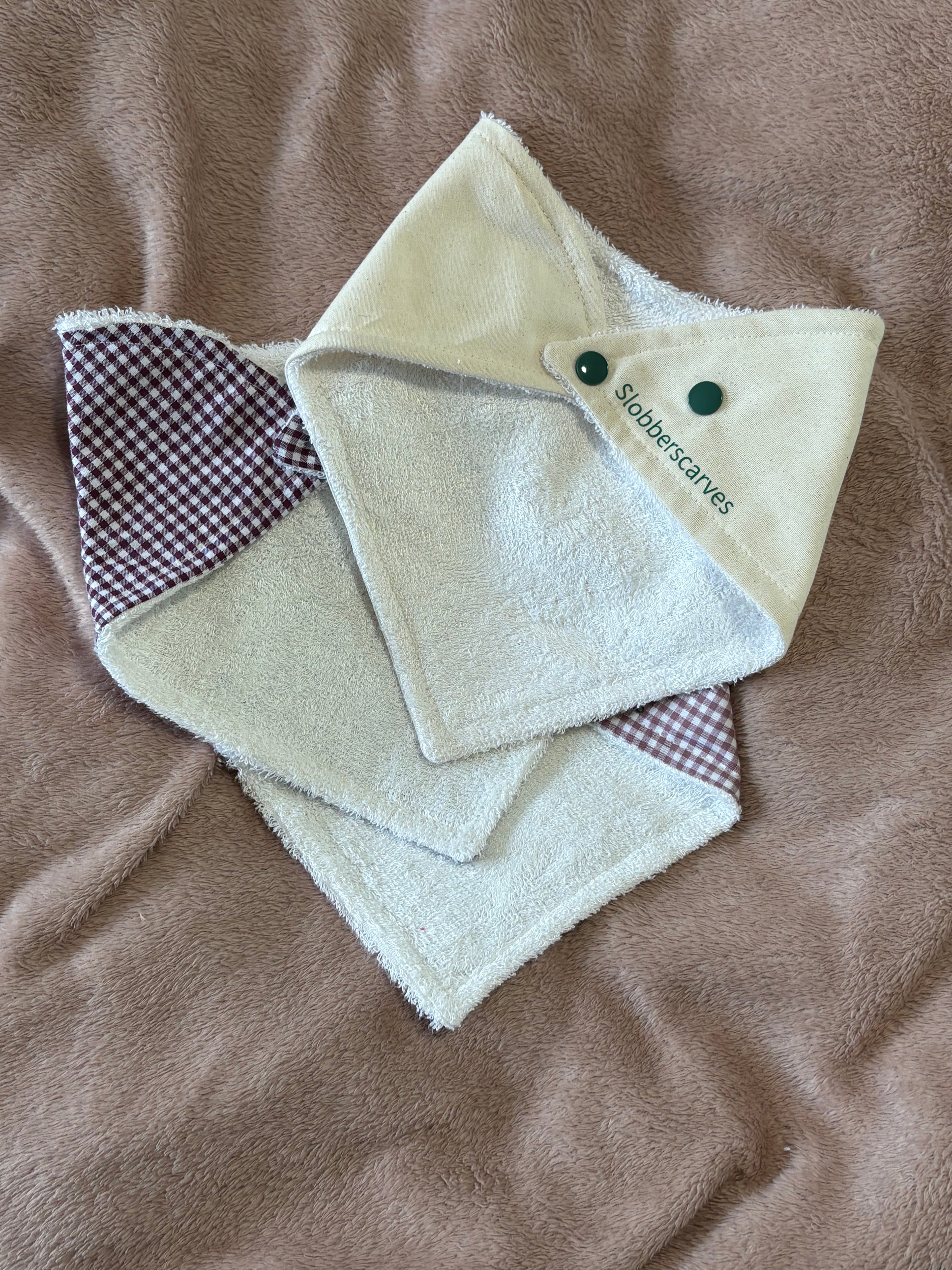 Plum Gingham Three Pack Bandana Style Dribble Bibs