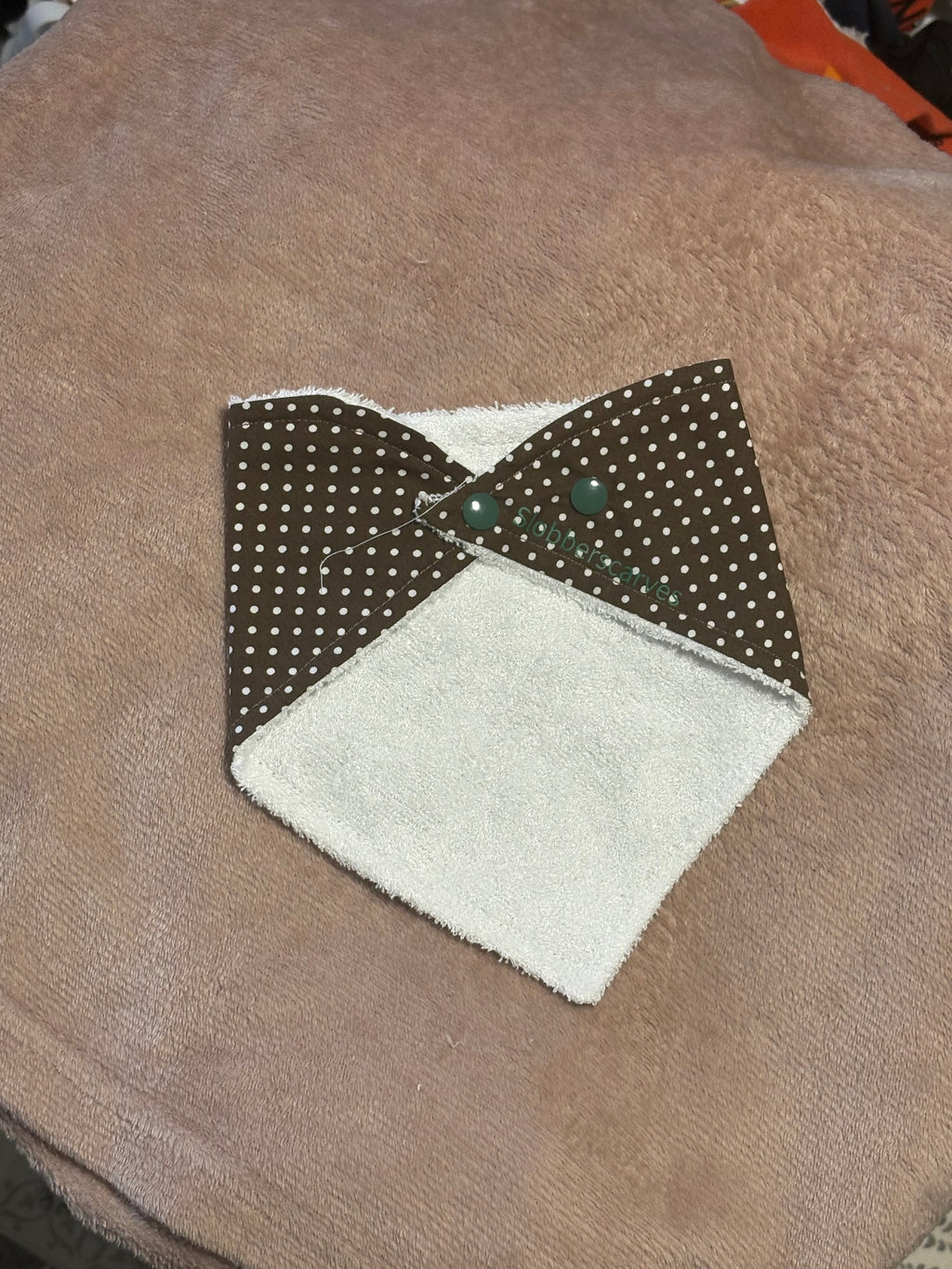 Brown Polka Dot Bandana Style Bamboo Dribble Bib