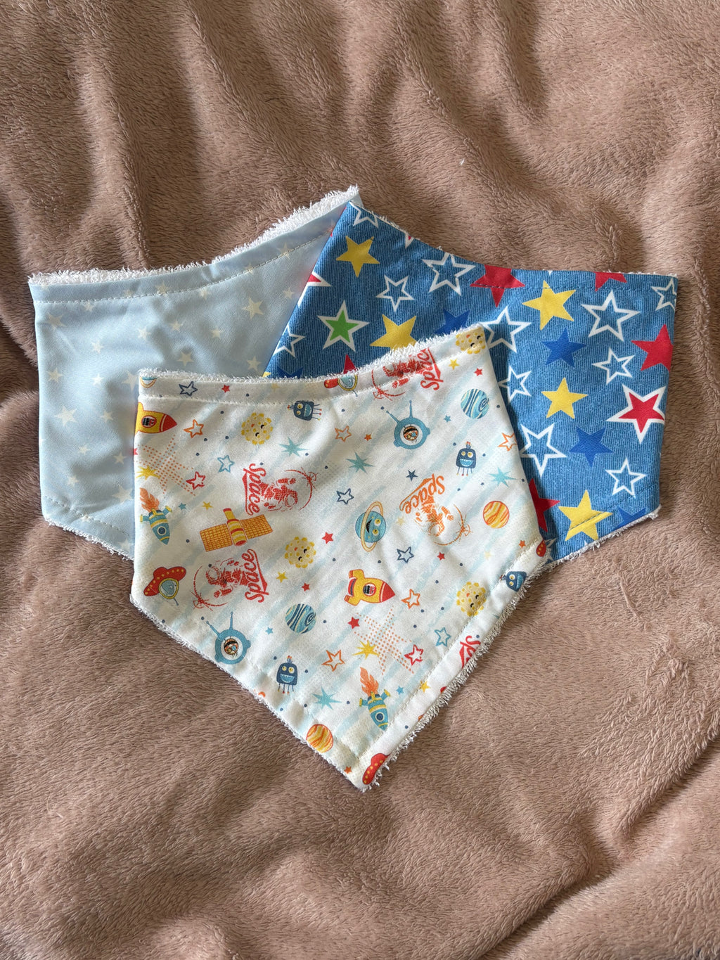 Space & Stars Three Pack Bandana Style Dribble Bibs