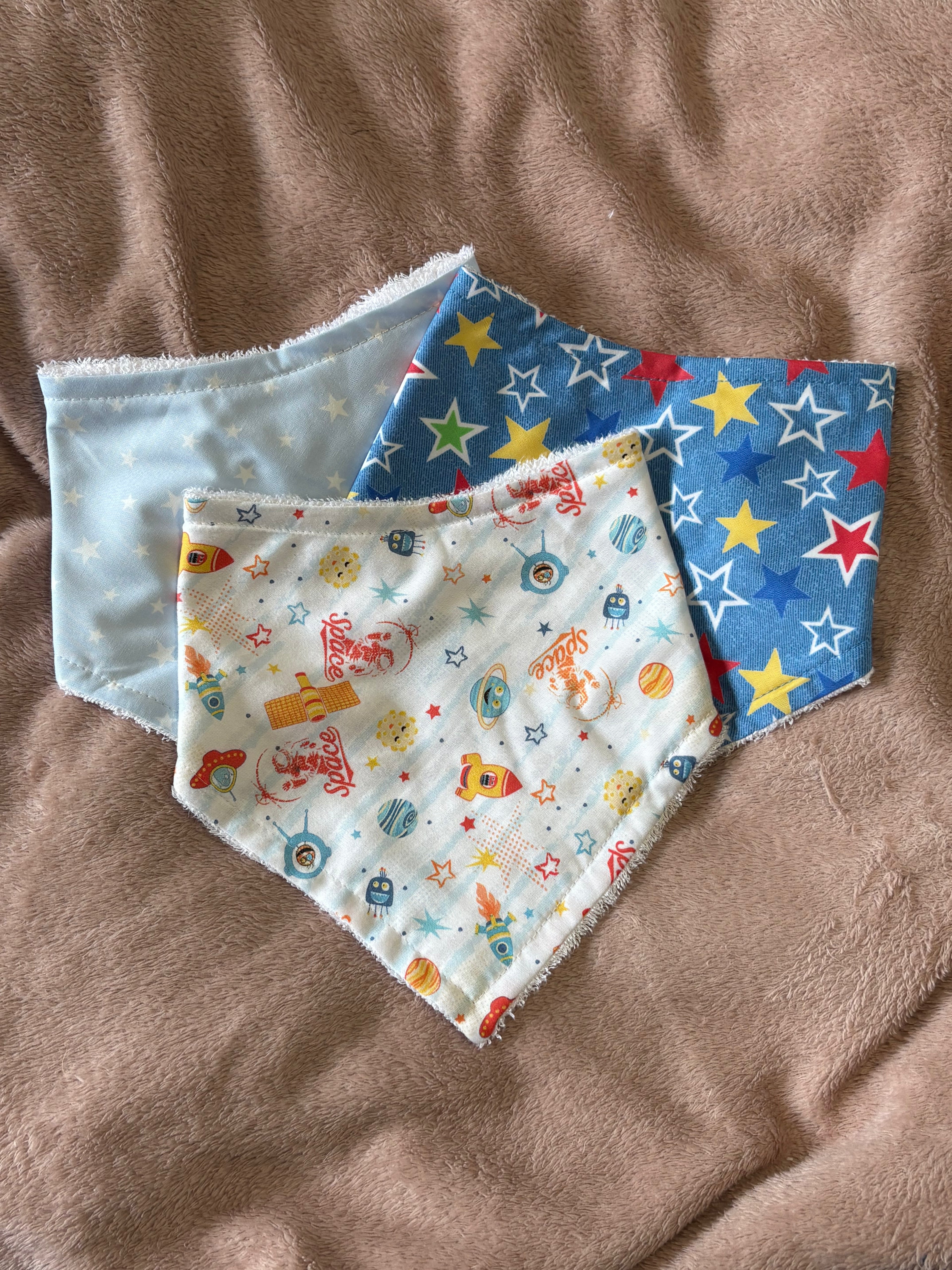 Space & Stars Three Pack Bandana Style Dribble Bibs