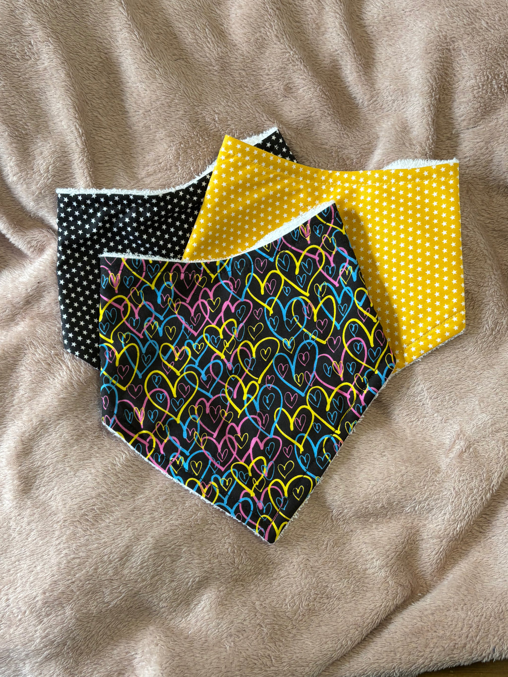 Black Hearts & Tiny Stars Three Pack Bandana Style Dribble Bibs