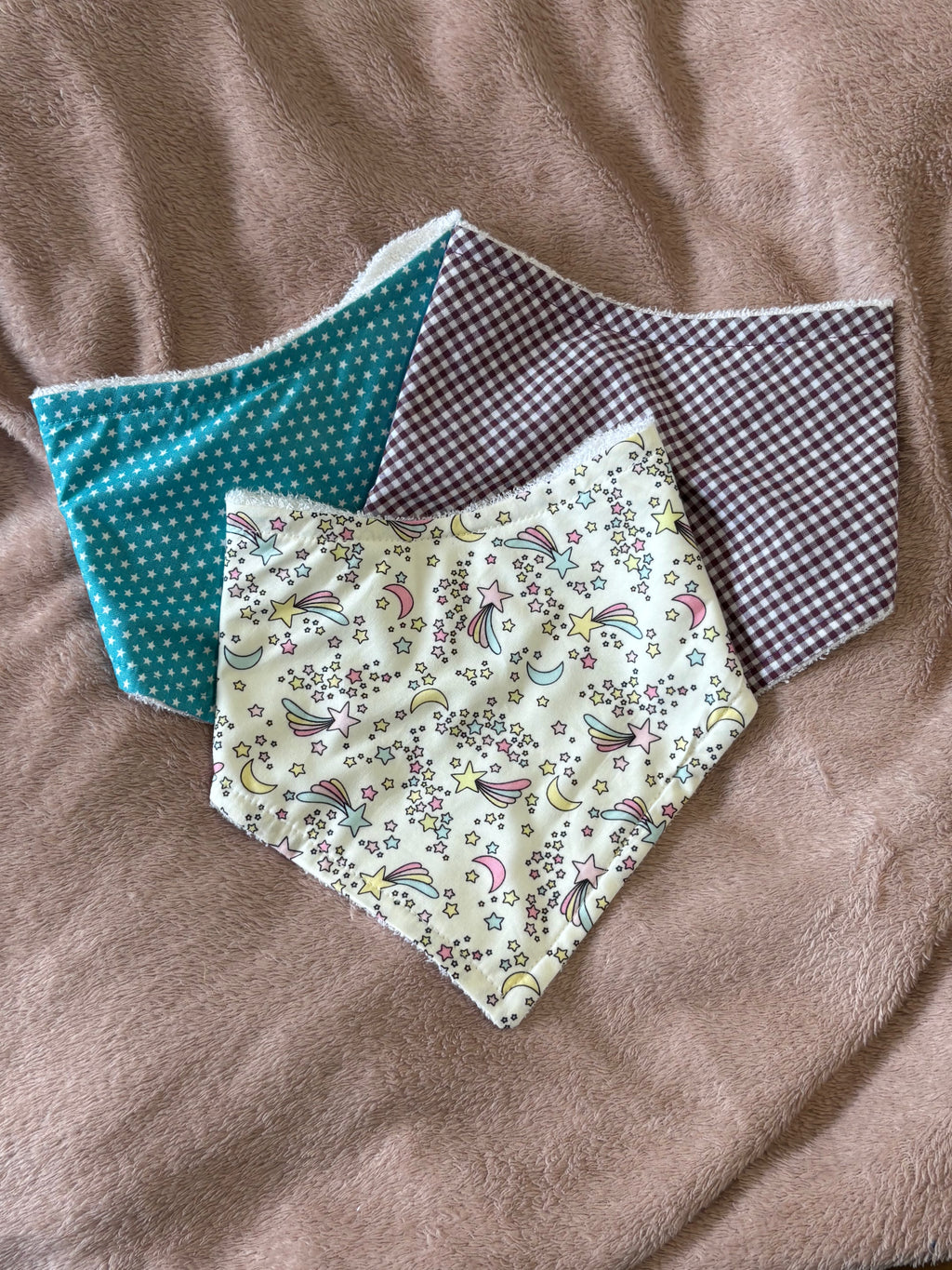 Pastel Stars Three Pack Bandana Style Dribble Bibs