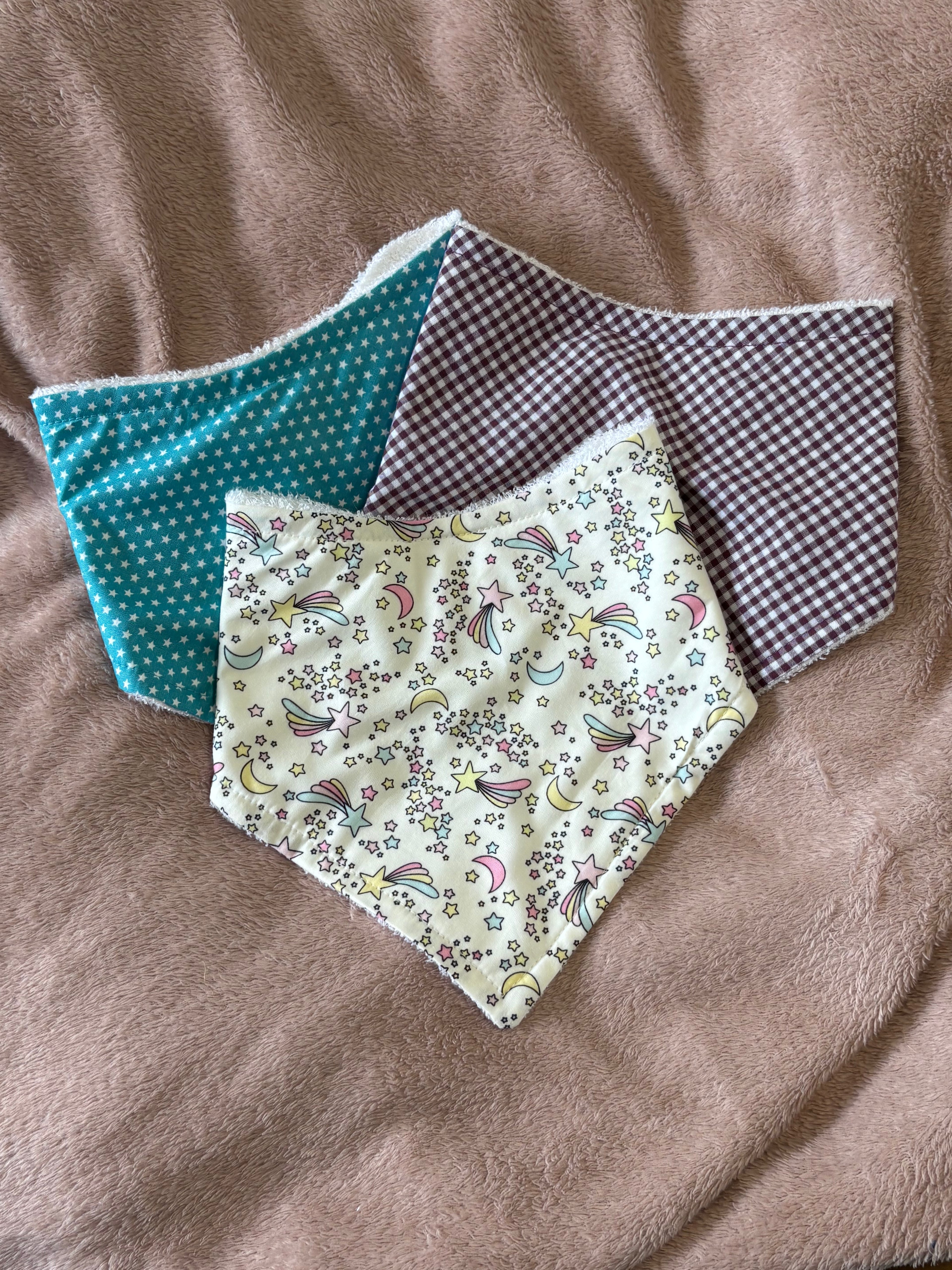 Pastel Stars Three Pack Bandana Style Dribble Bibs