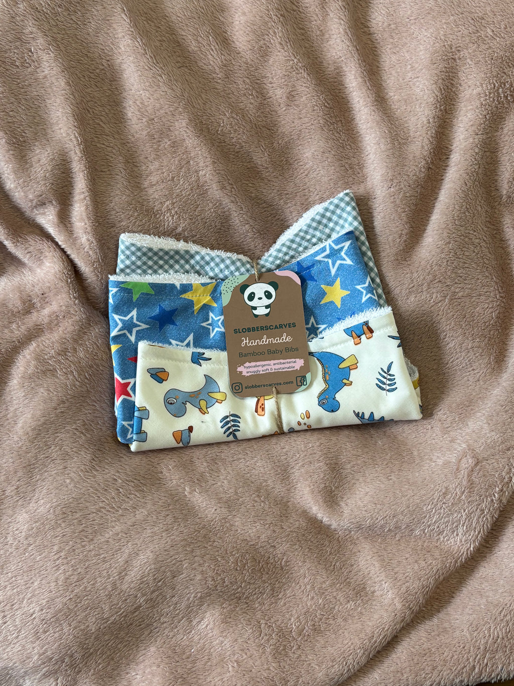 Blue Dinosaurs Three Pack Bandana Style Dribble Bibs
