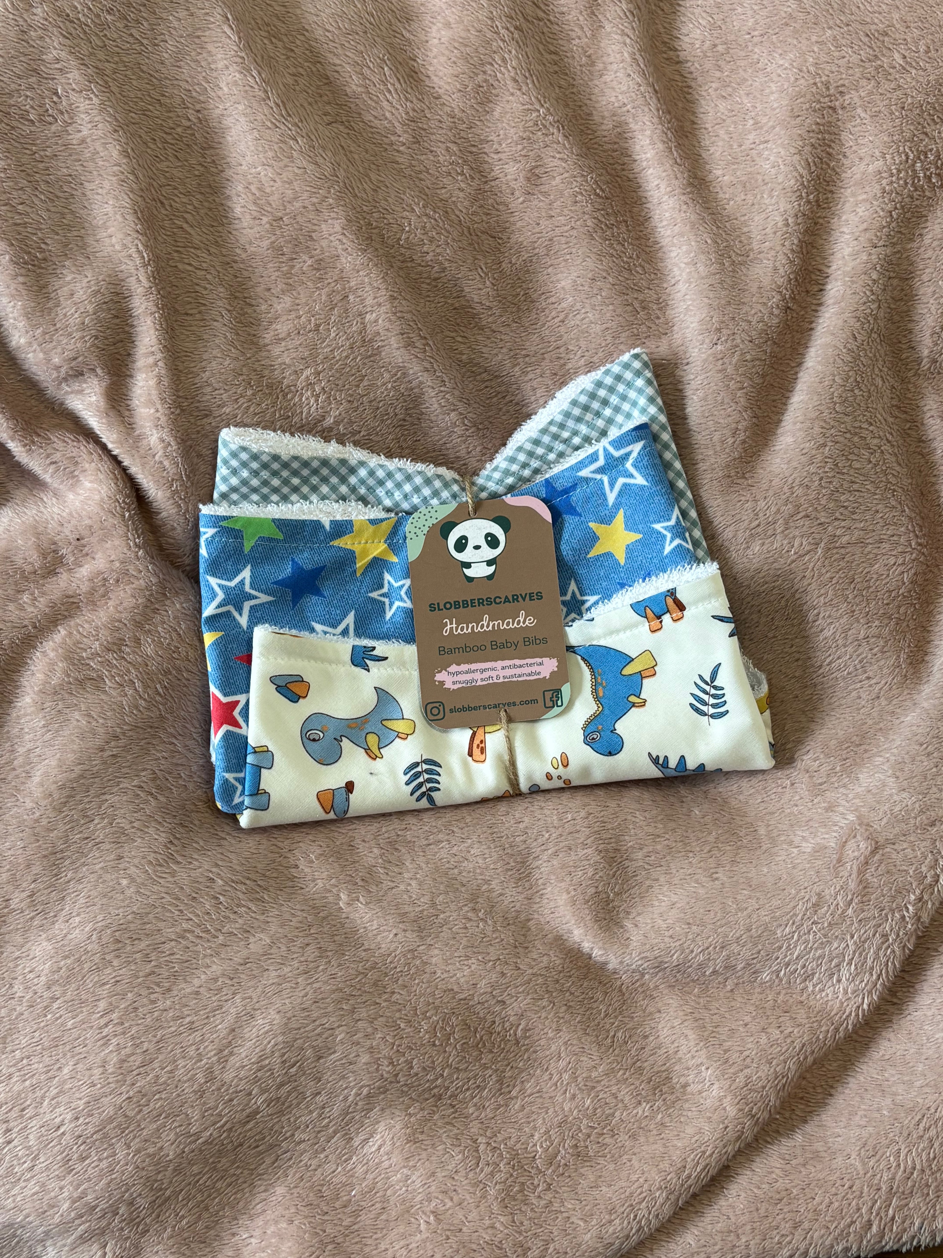 Blue Dinosaurs Three Pack Bandana Style Dribble Bibs