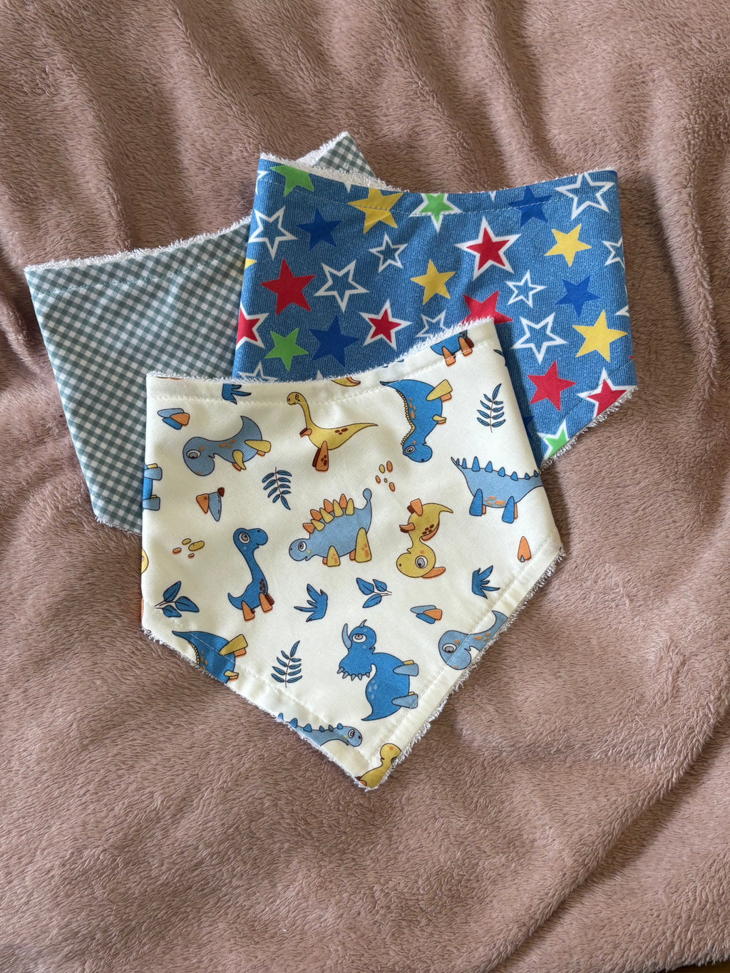 Blue Dinosaurs Three Pack Bandana Style Dribble Bibs
