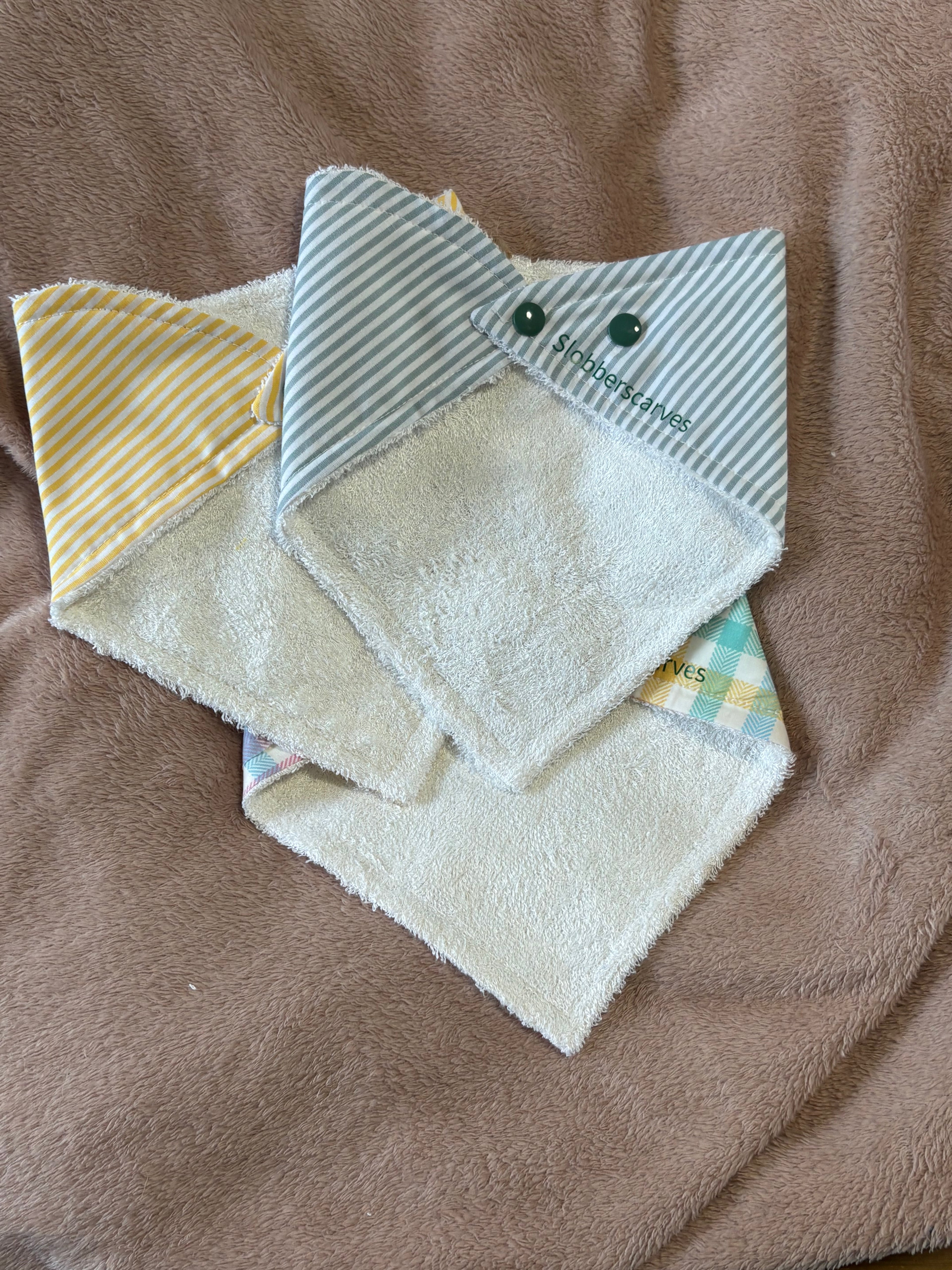 Pastel Gingham & Stripes Three Pack Bandana Style Dribble Bibs